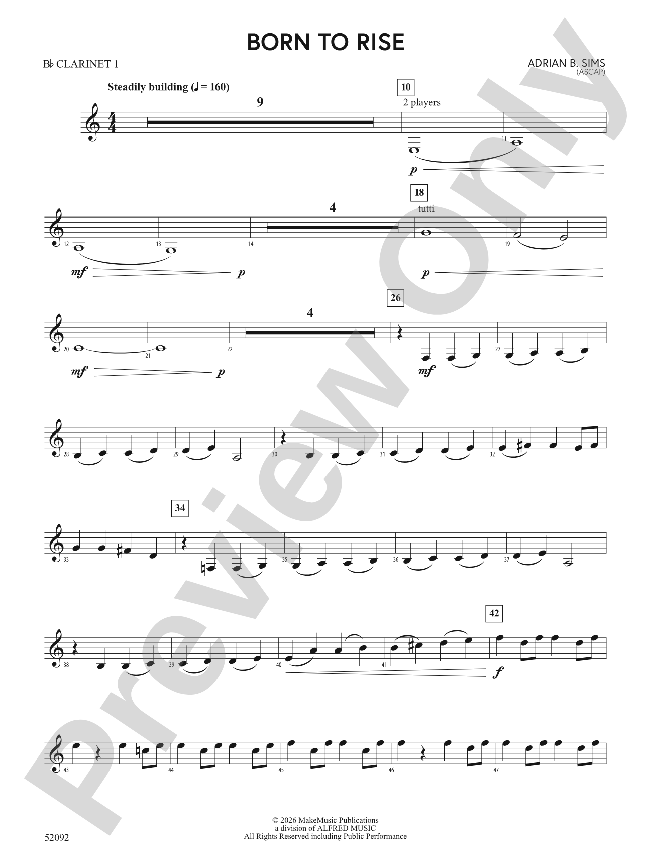 BORN TO RISE/MYB: 1st B-flat Clarinet