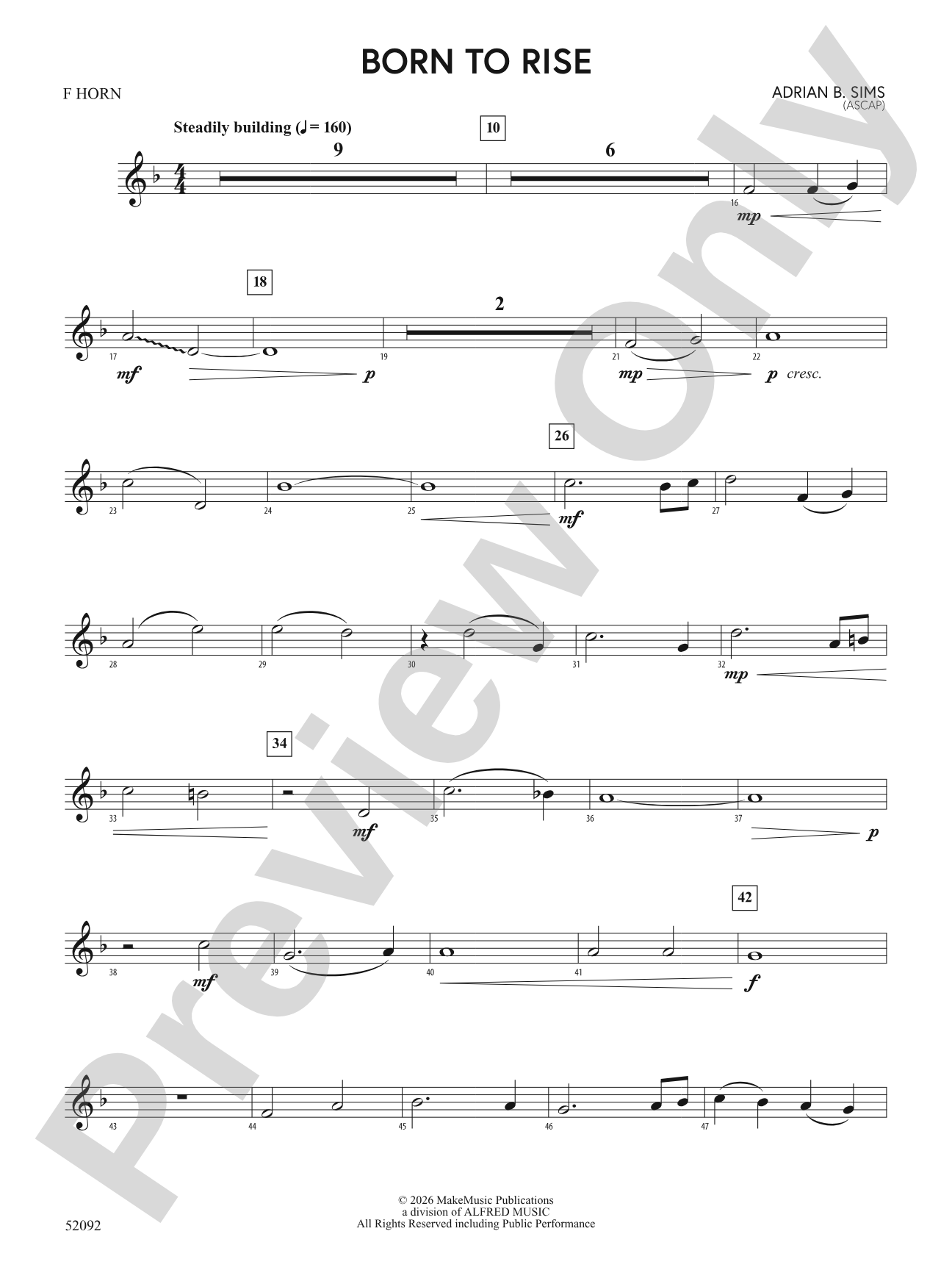 BORN TO RISE/MYB: 1st F Horn