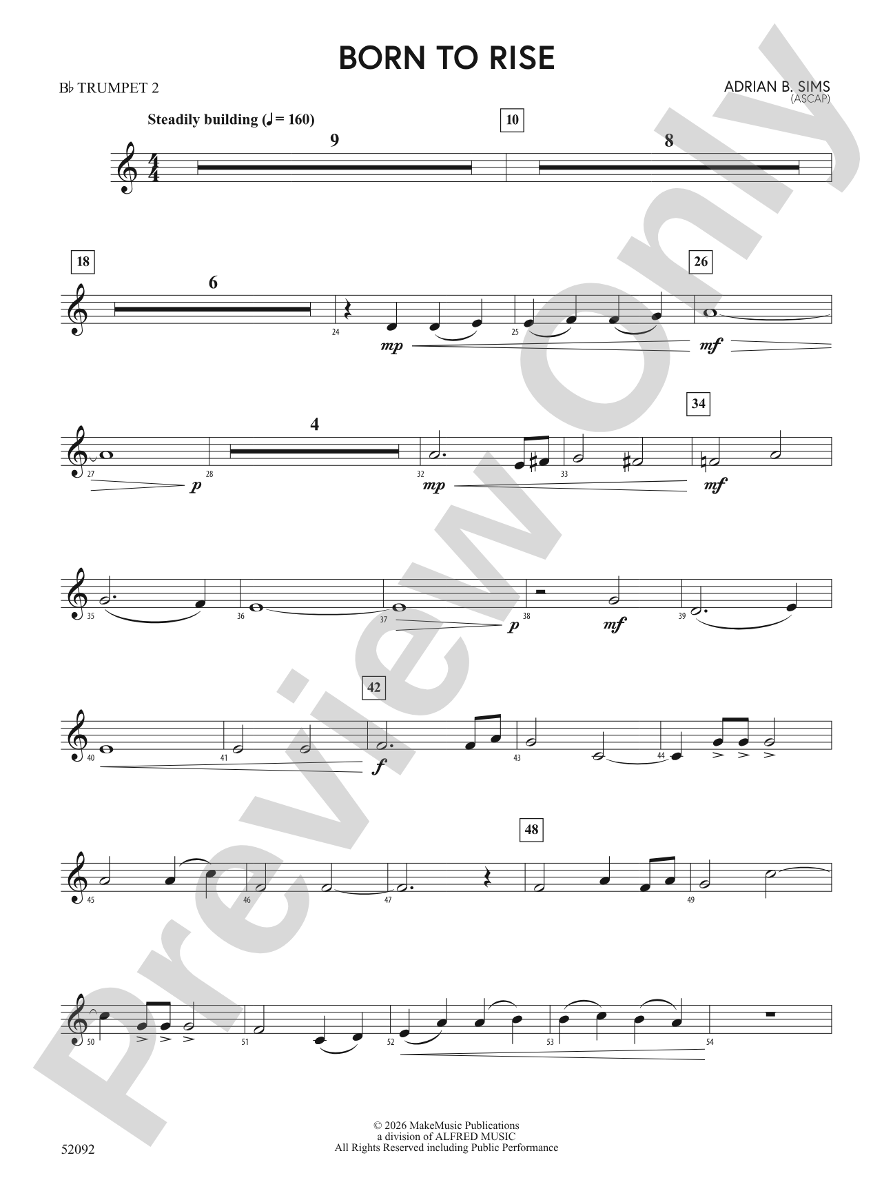 BORN TO RISE/MYB: 2nd B-flat Trumpet