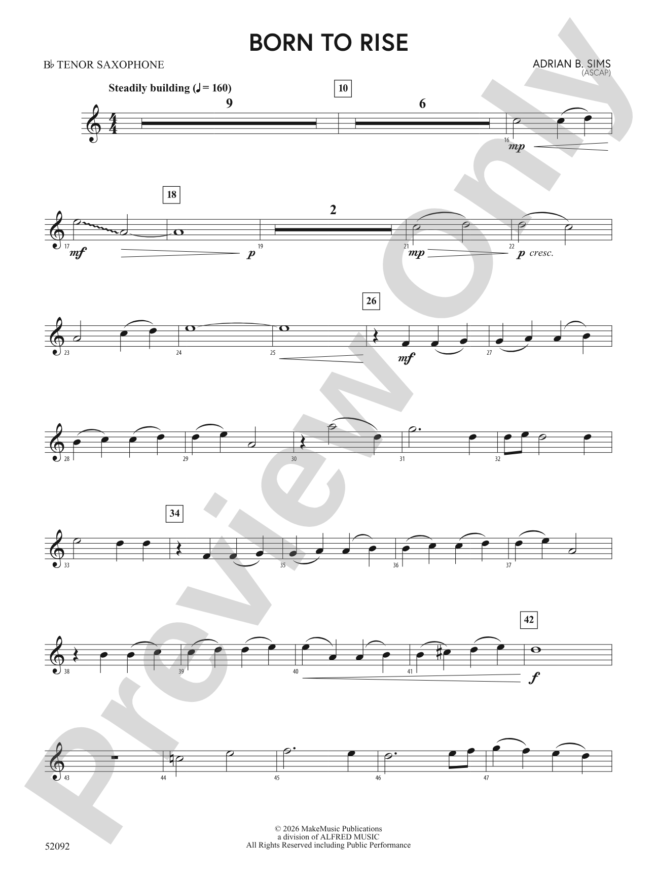 BORN TO RISE/MYB: B-flat Tenor Saxophone