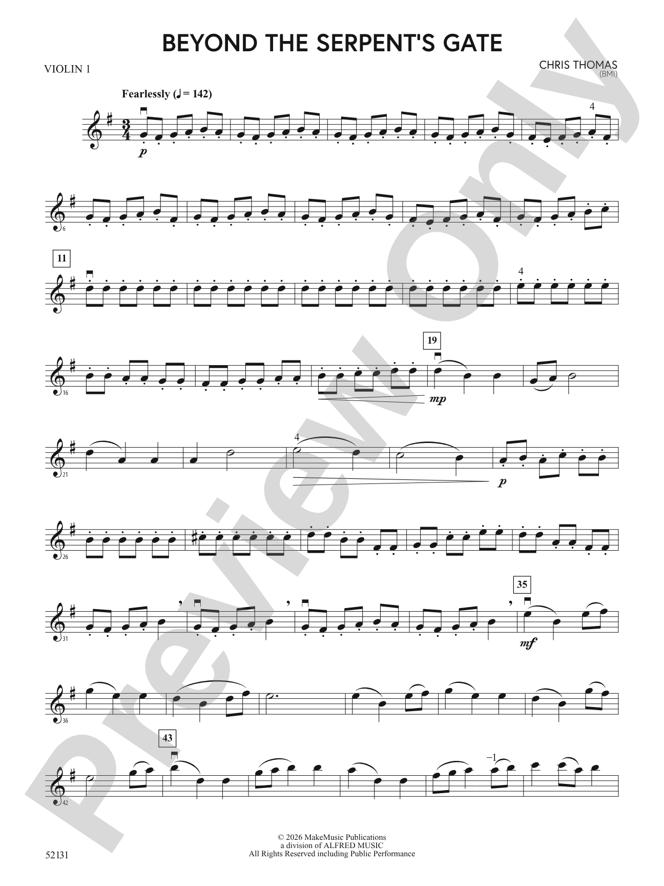 BEYOND THE SERPENTS GATE/MSY: 1st Violin