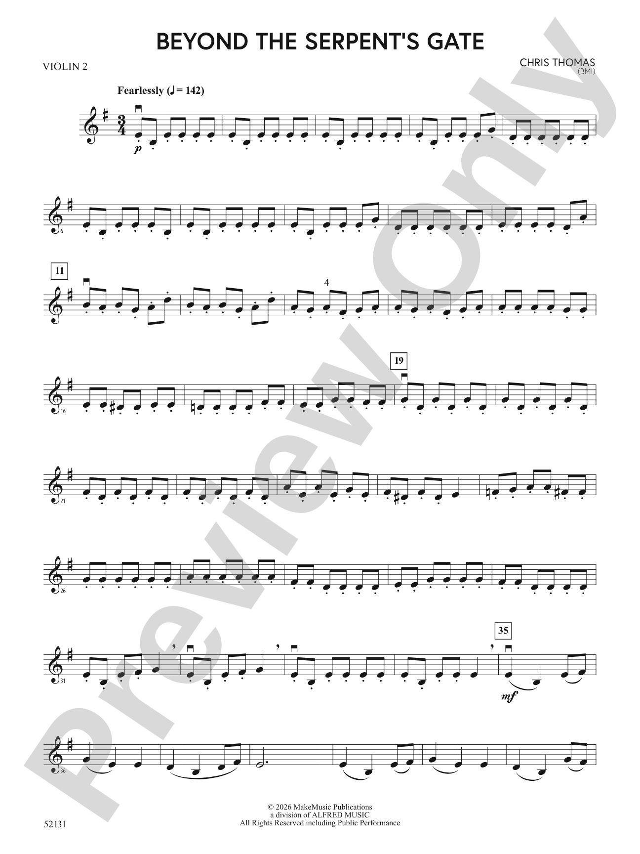 BEYOND THE SERPENTS GATE/MSY: 2nd Violin