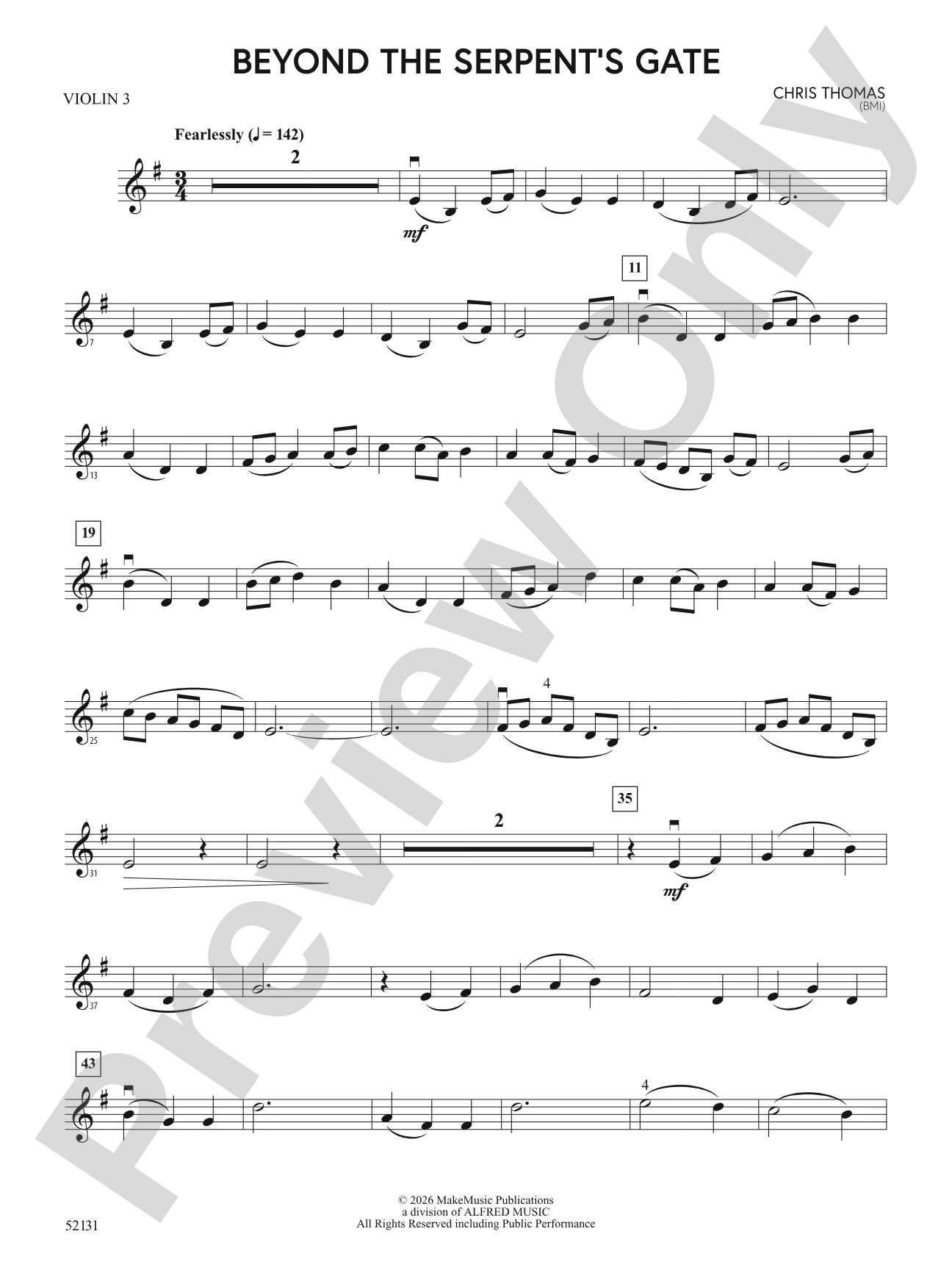 BEYOND THE SERPENTS GATE/MSY: 3rd Violin (Viola [TC])