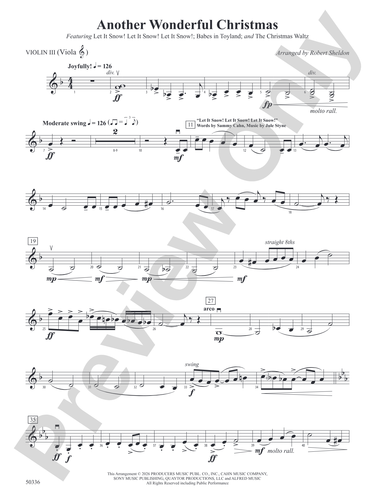 Another Wonderful Christmas: 3rd Violin (Viola [TC])
