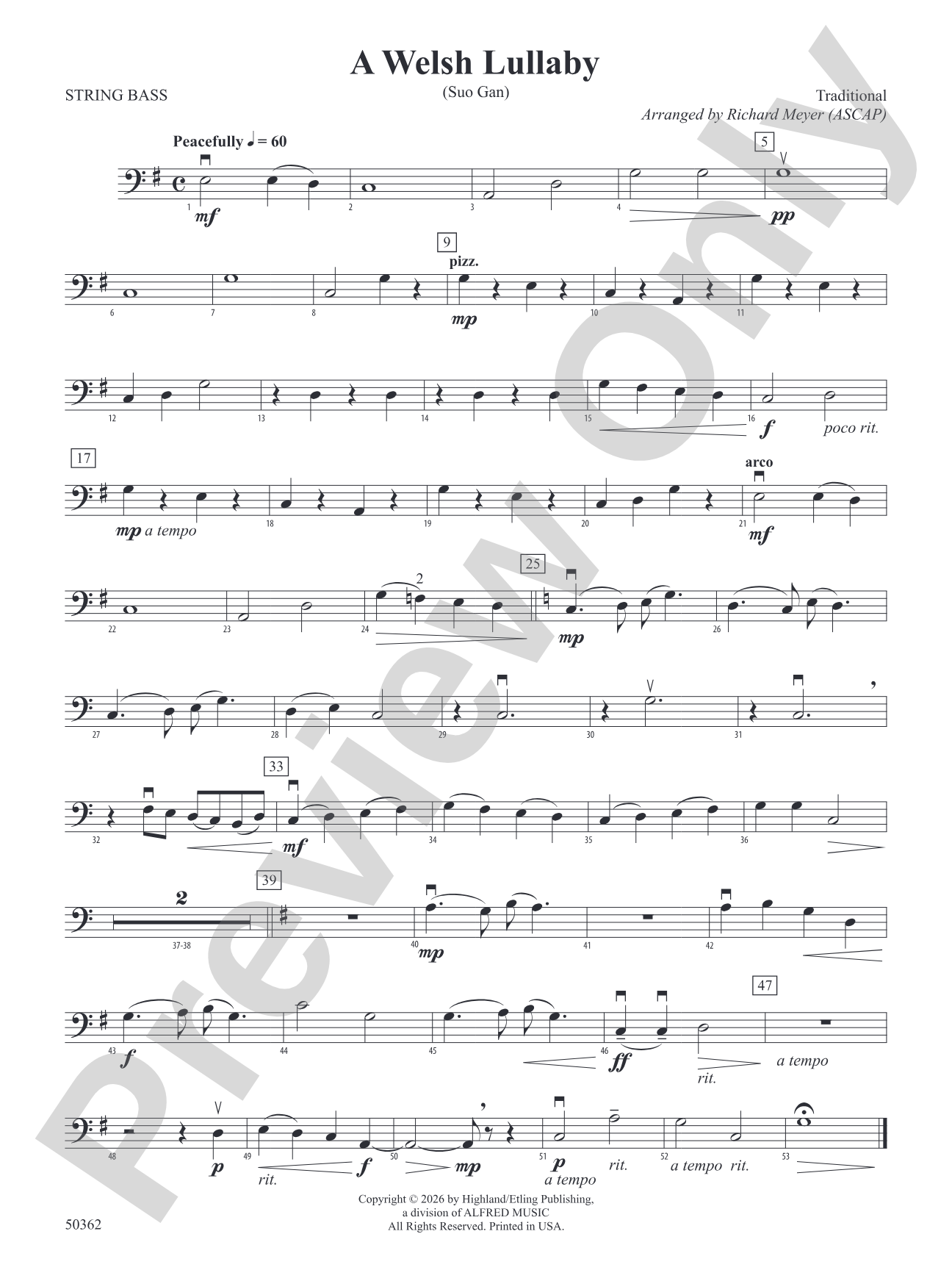 A Welsh Lullaby: String Bass