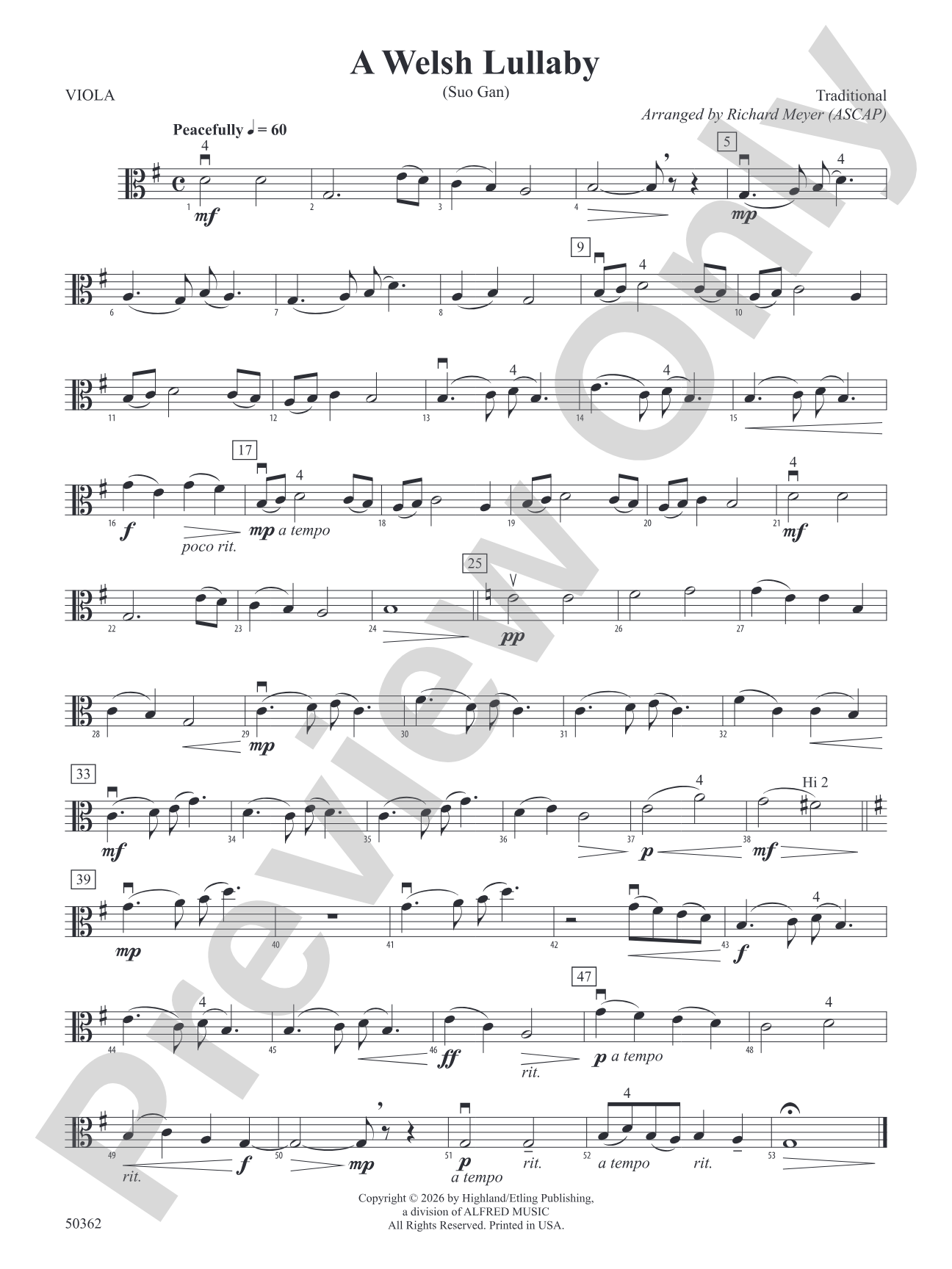 A Welsh Lullaby: Viola