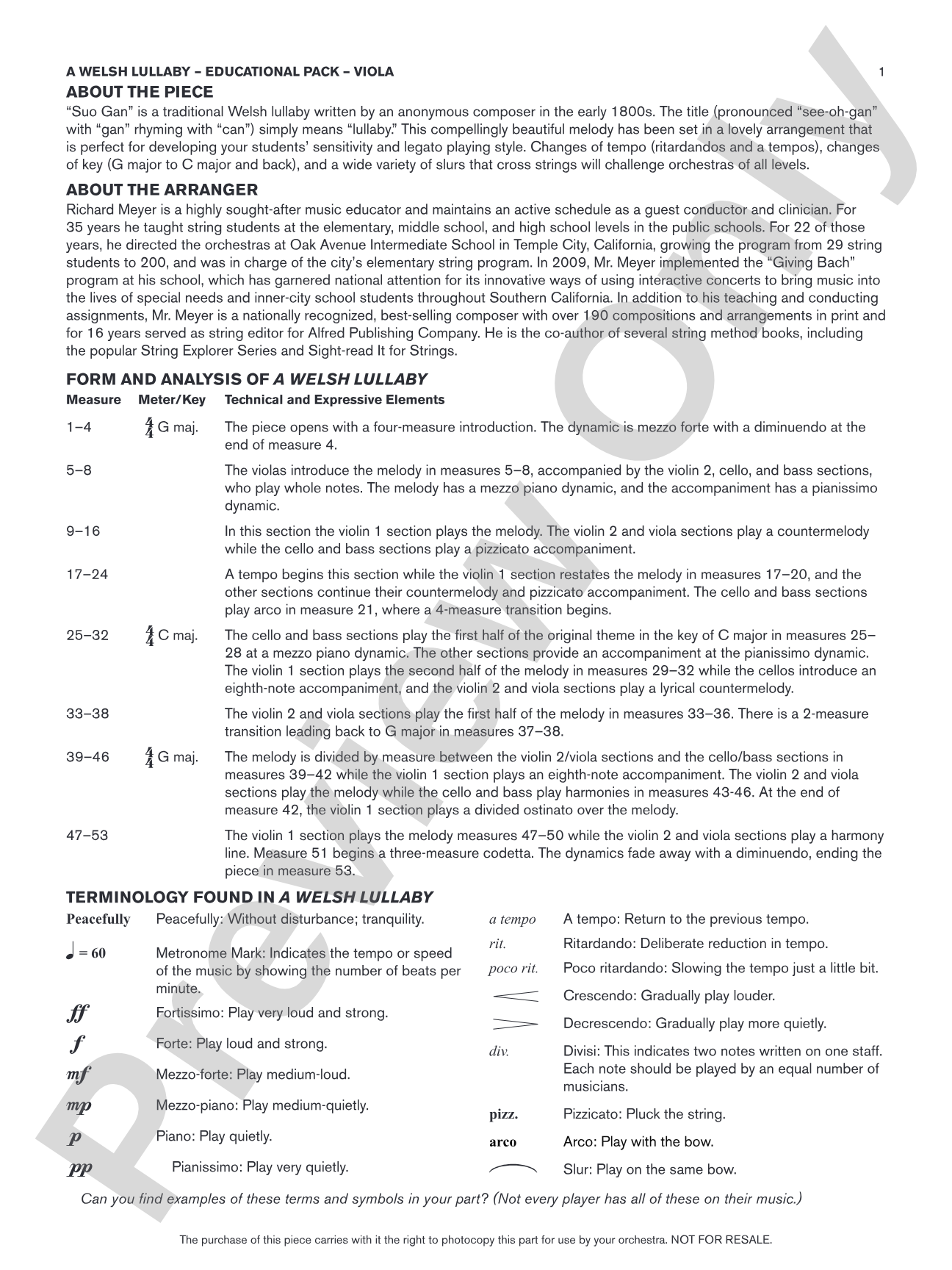 A Welsh Lullaby: Viola Educational Pack
