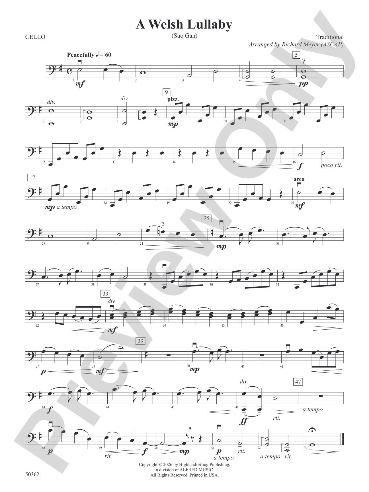 A Welsh Lullaby: Cello