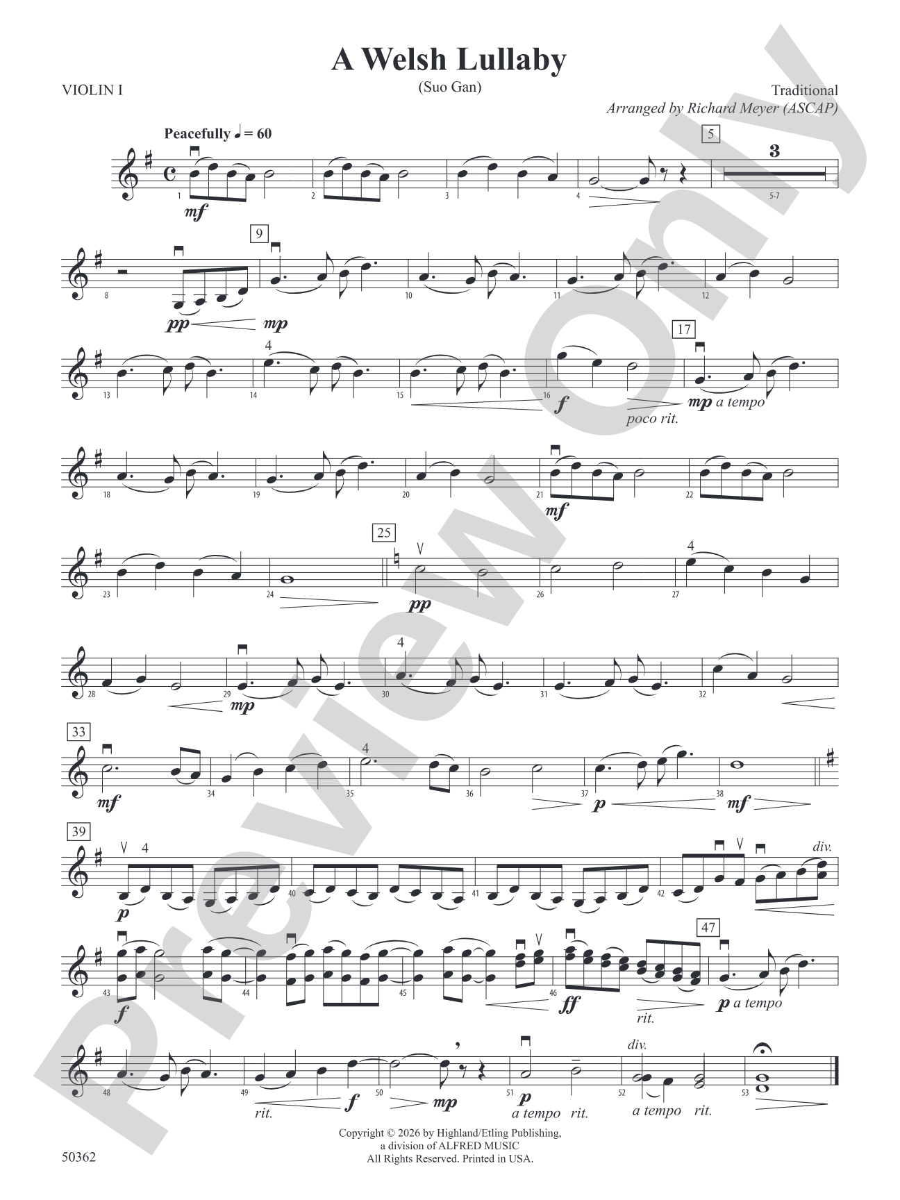 A Welsh Lullaby: 1st Violin