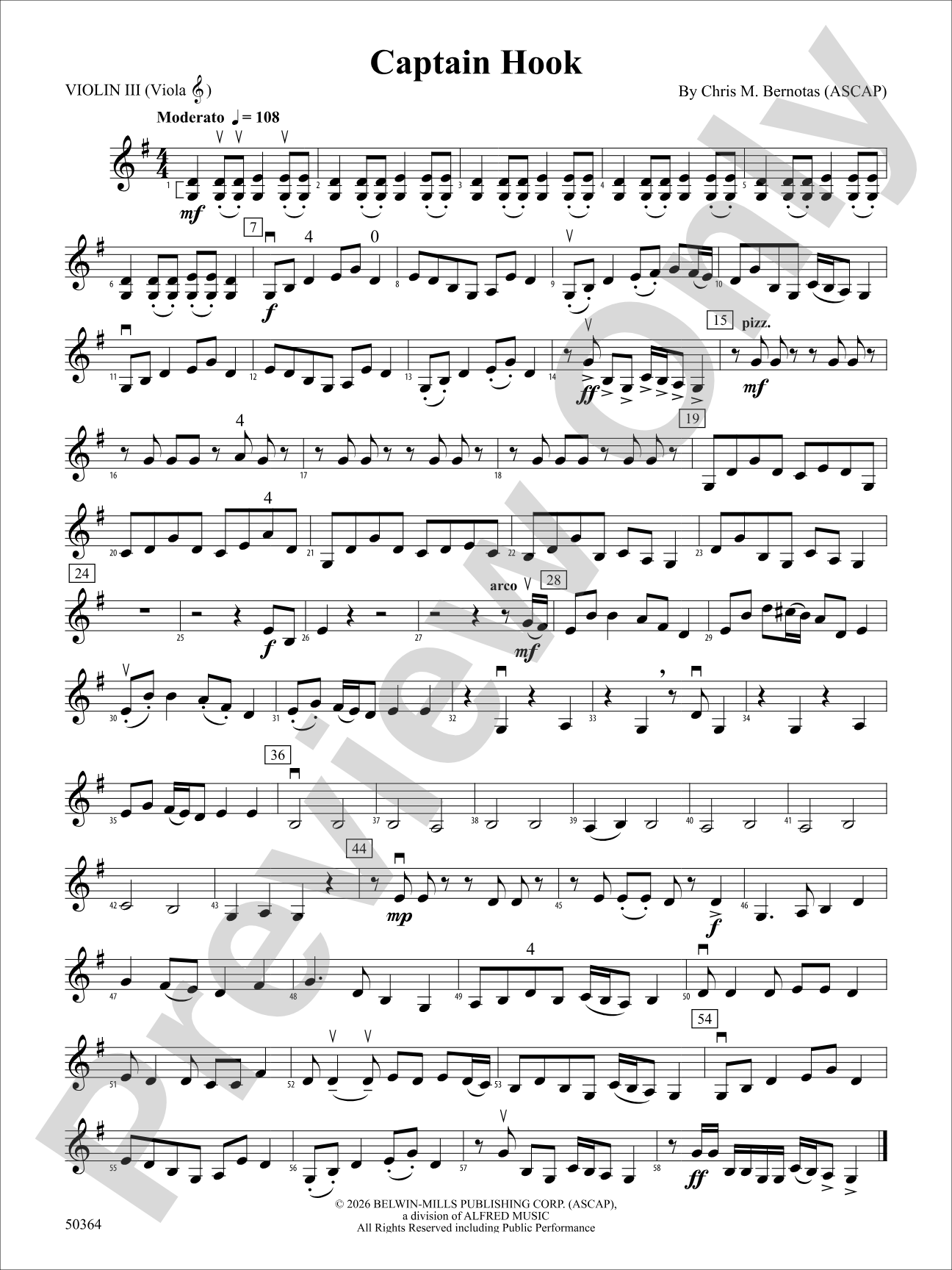 Captain Hook: 3rd Violin (Viola [TC])