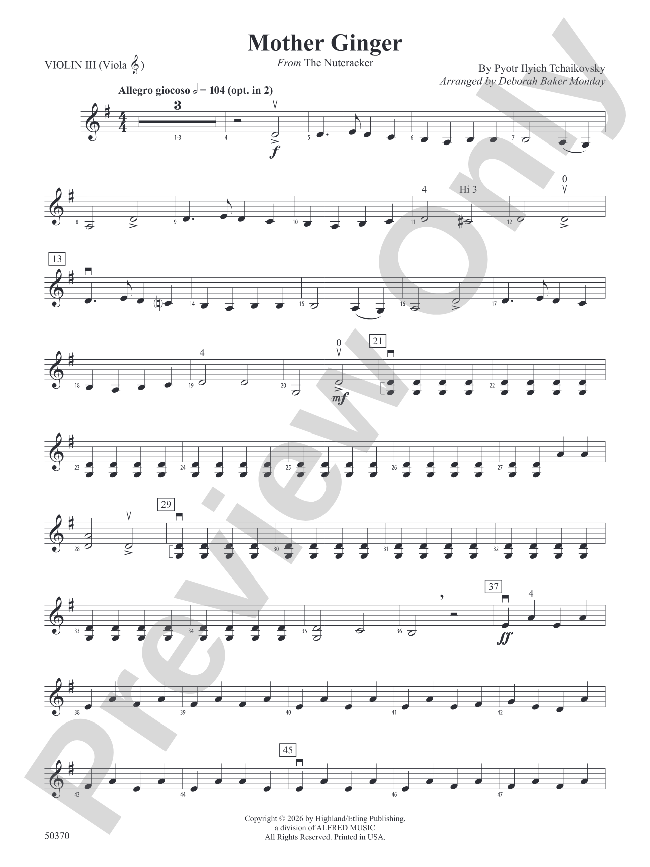 Mother Ginger: 3rd Violin (Viola [TC])