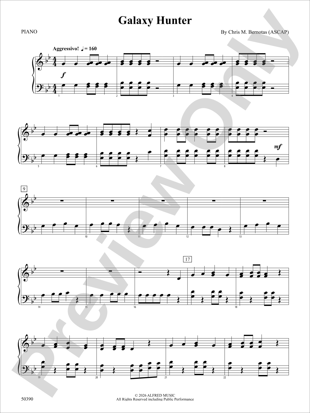 Galaxy Hunter: Piano Accompaniment