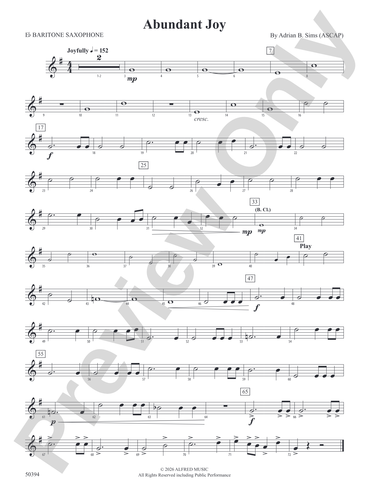 Abundant Joy: E-flat Baritone Saxophone
