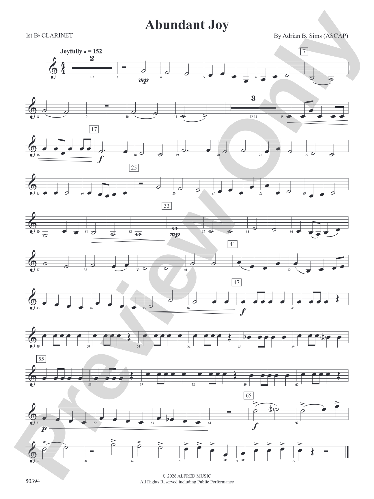 Abundant Joy: 1st B-flat Clarinet
