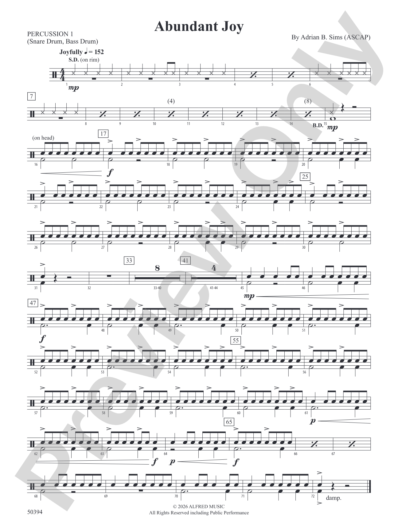 Abundant Joy: 1st Percussion
