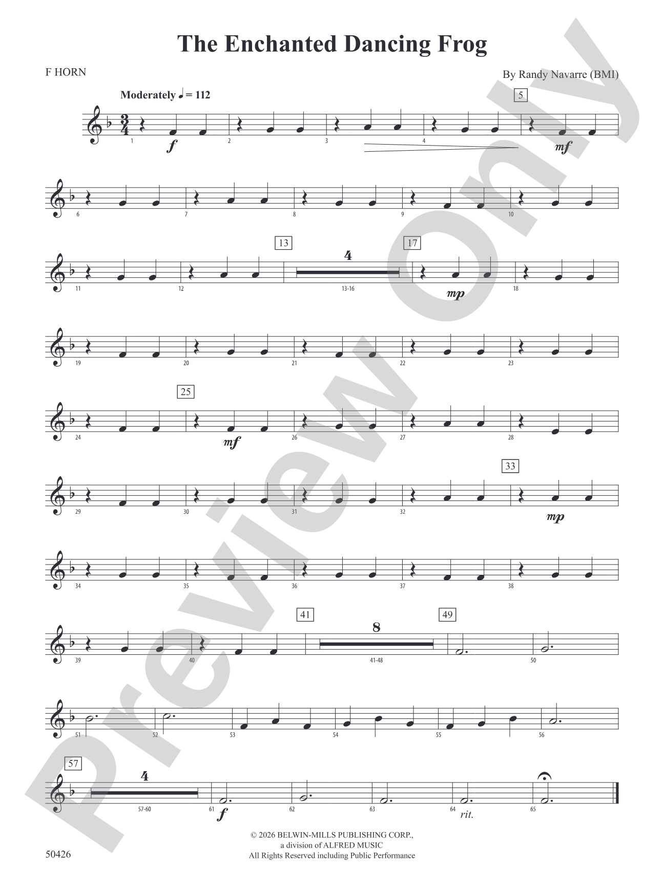 The Enchanted Dancing Frog: 1st F Horn