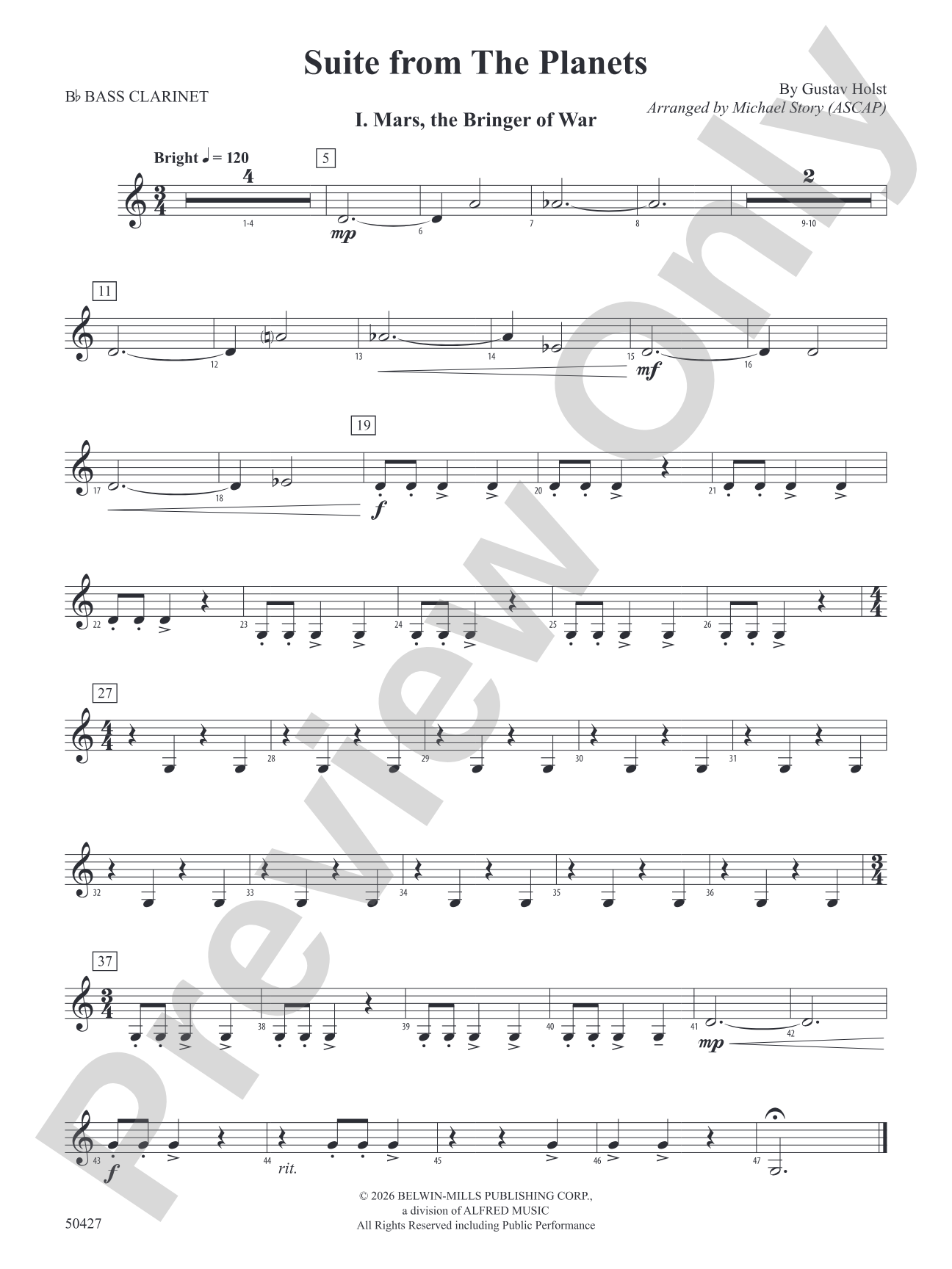 Suite from The Planets: B-flat Bass Clarinet
