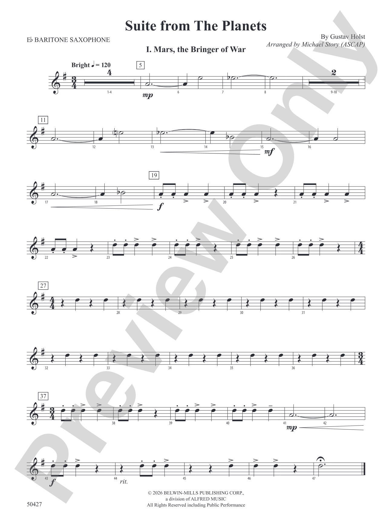 Suite from The Planets: E-flat Baritone Saxophone
