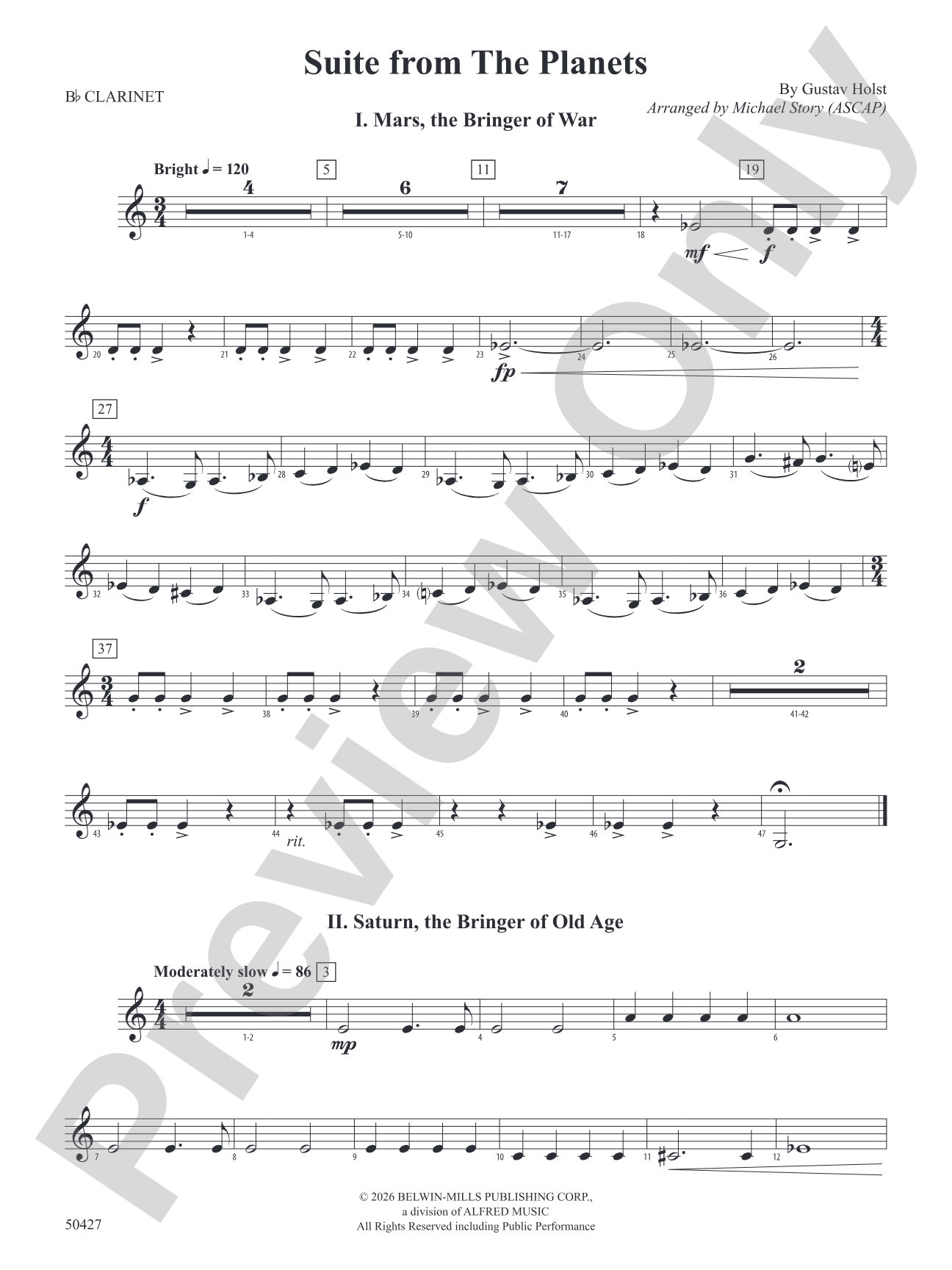Suite from The Planets: 1st B-flat Clarinet