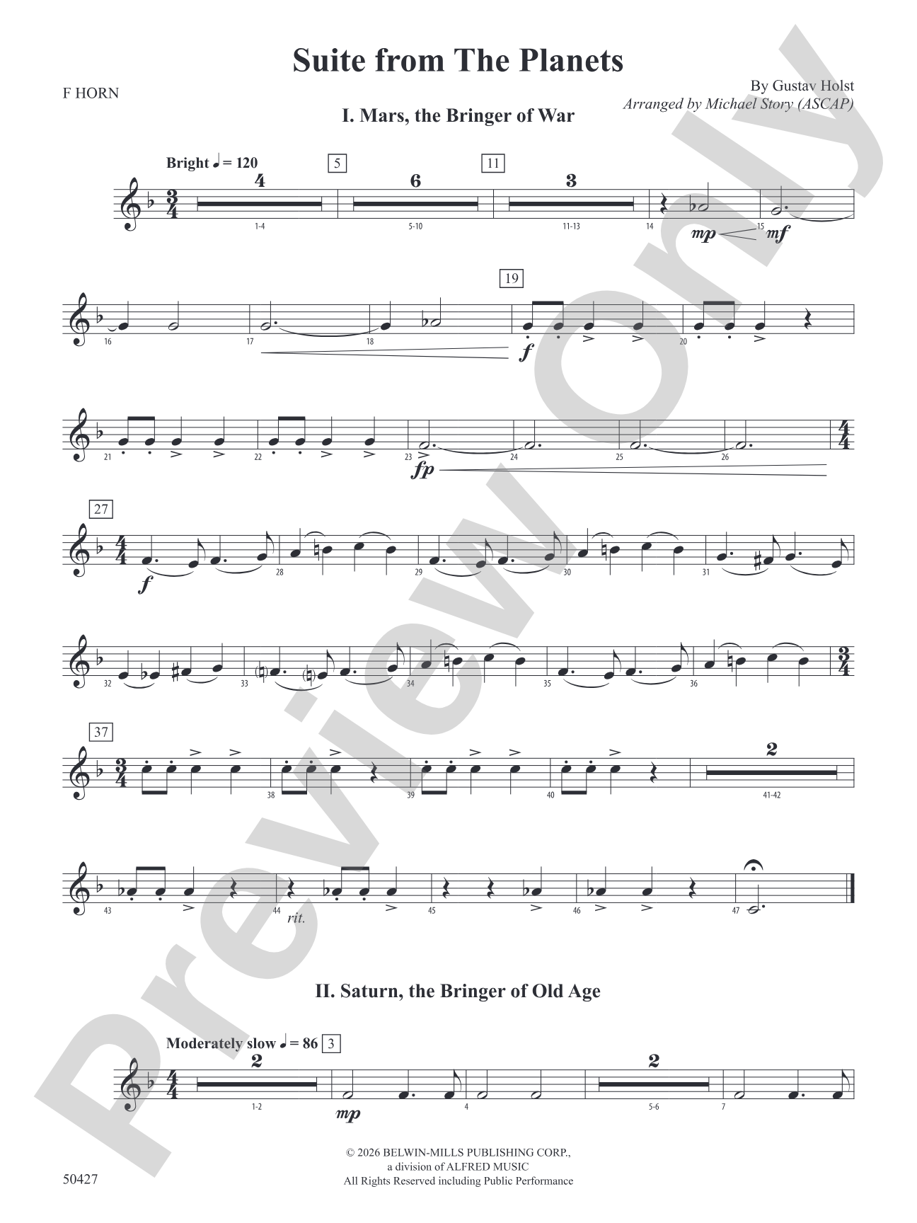 Suite from The Planets: 1st F Horn