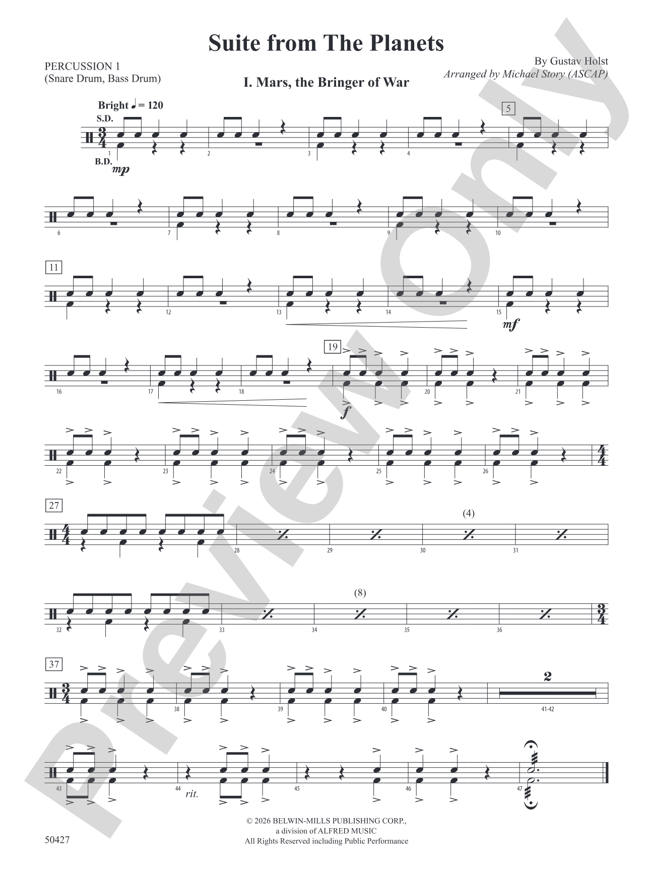 Suite from The Planets: 1st Percussion