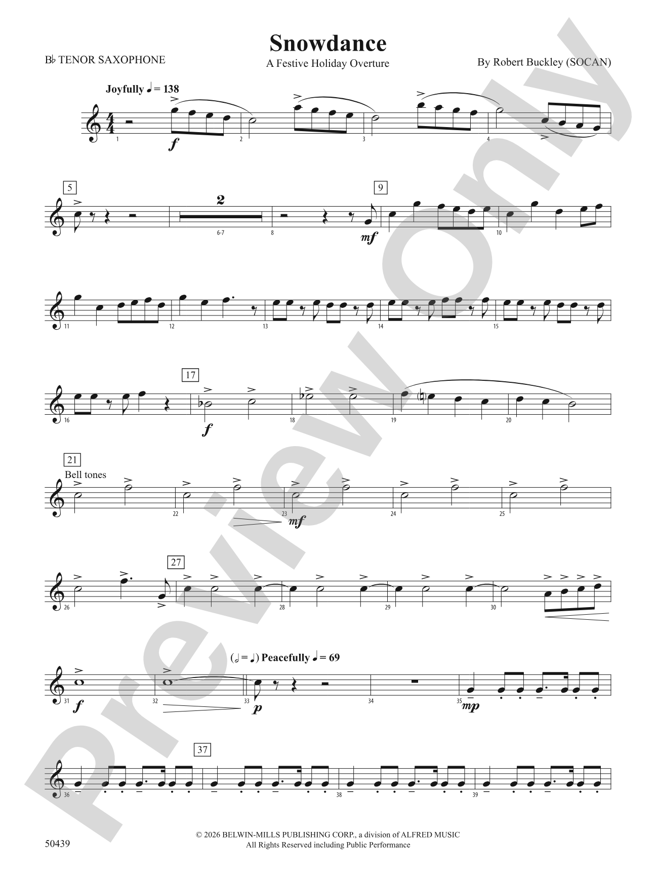 Snowdance: B-flat Tenor Saxophone