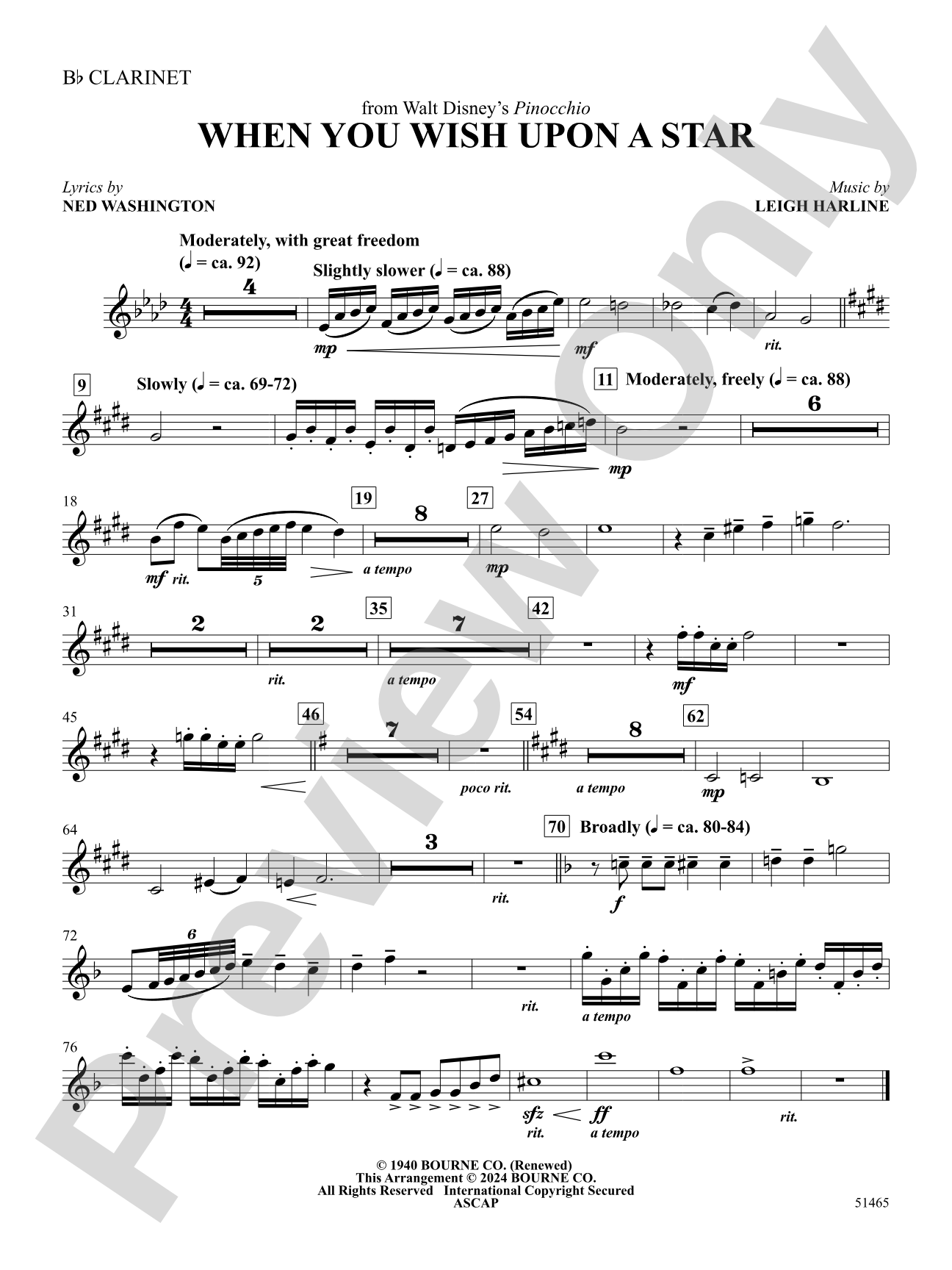 When You Wish Upon a Star: 1st B-flat Clarinet