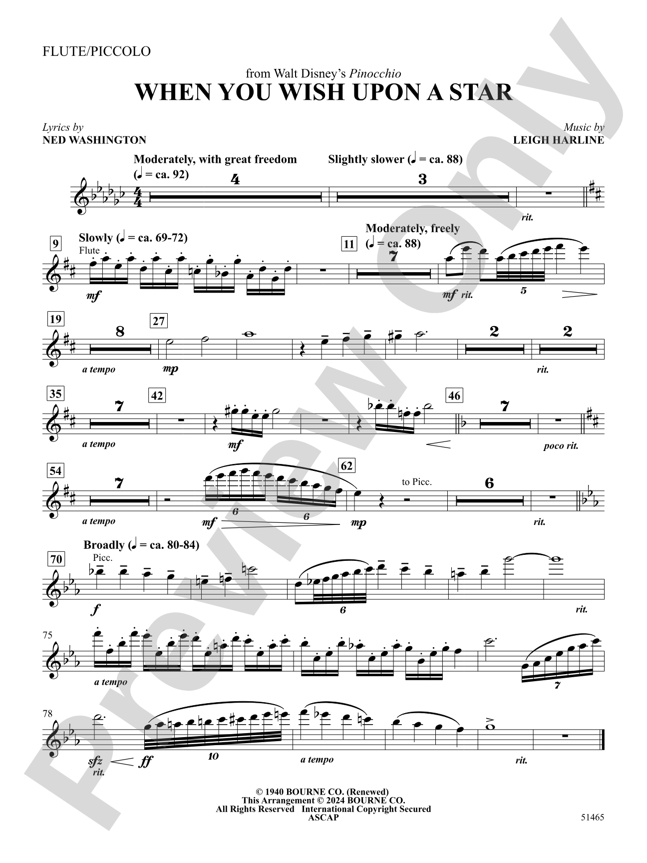 When You Wish Upon a Star: Flute