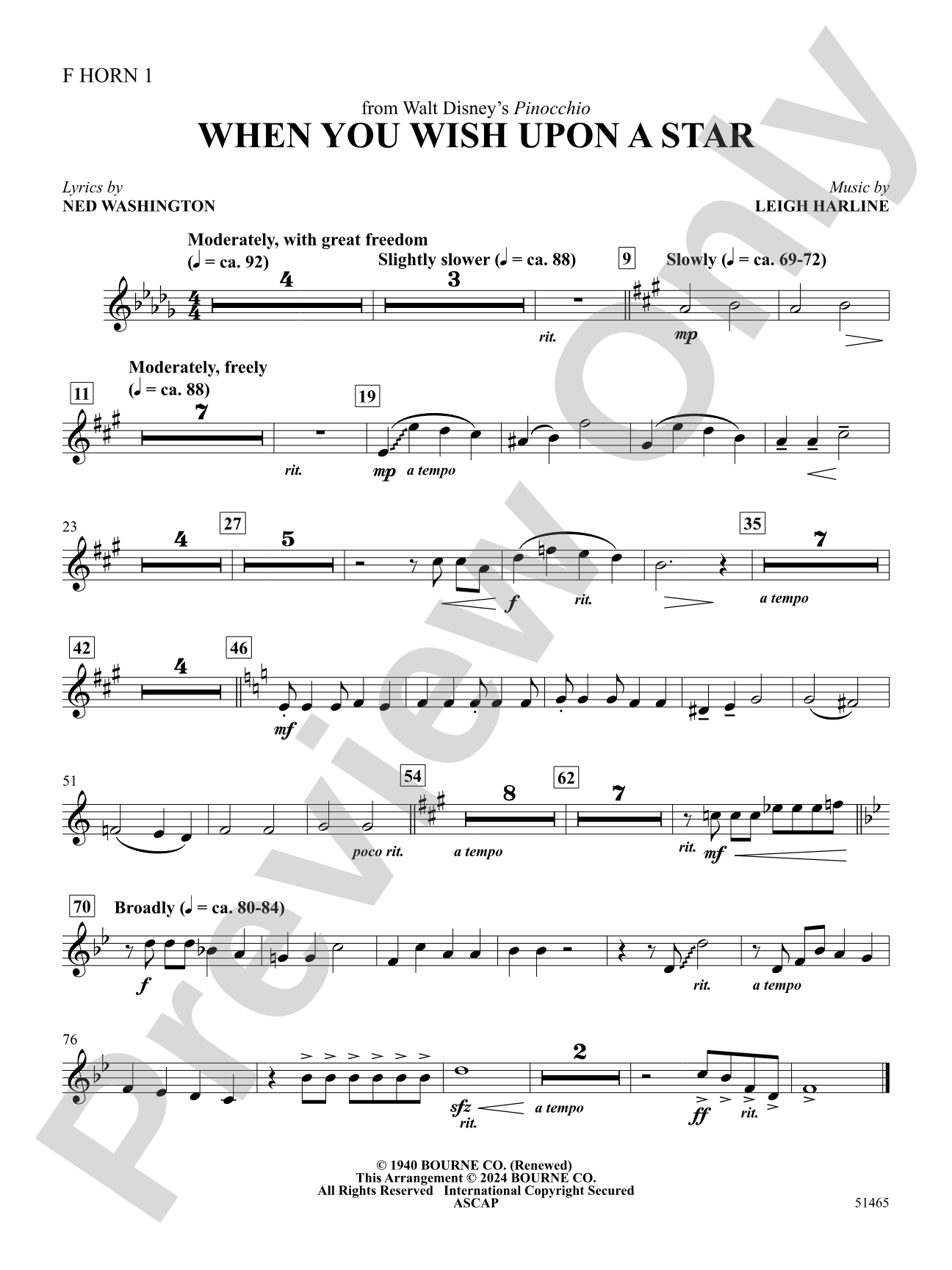 When You Wish Upon a Star: 1st F Horn
