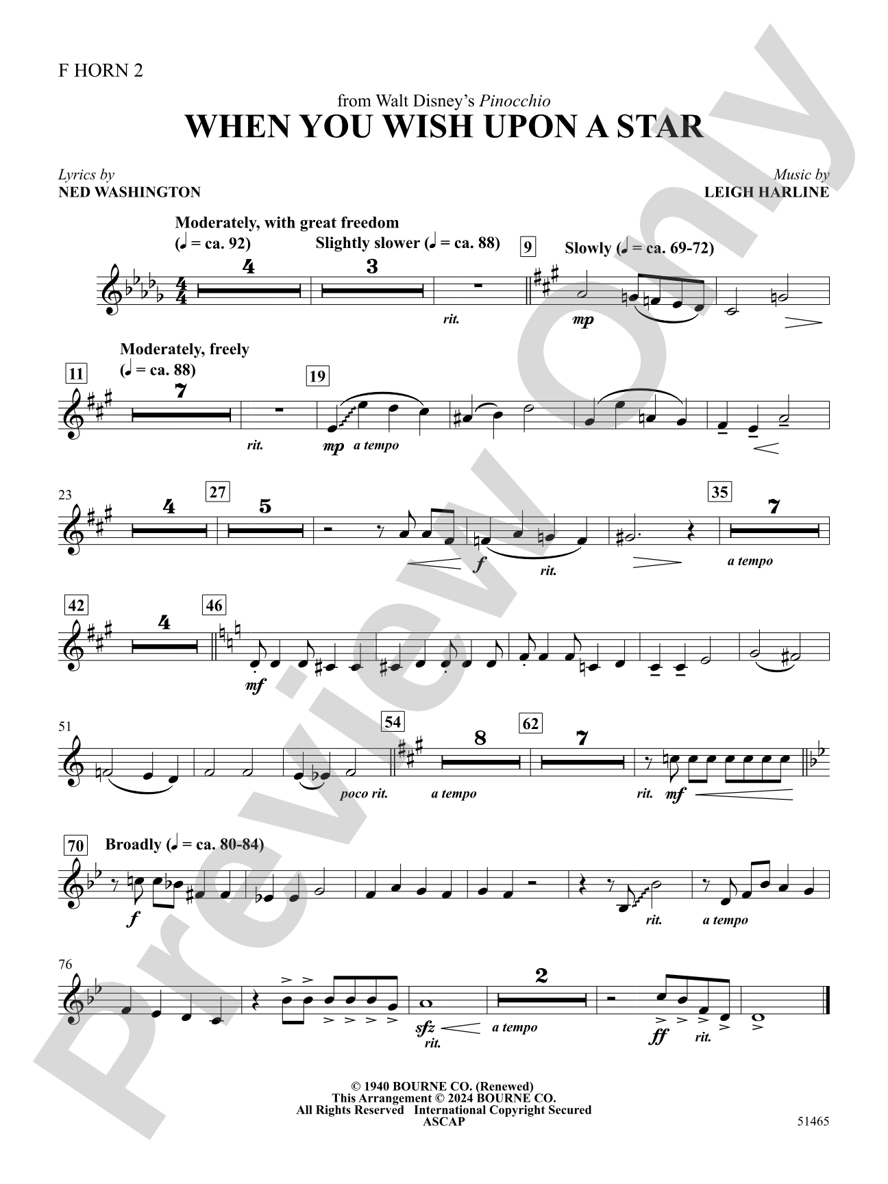 When You Wish Upon a Star: 2nd F Horn