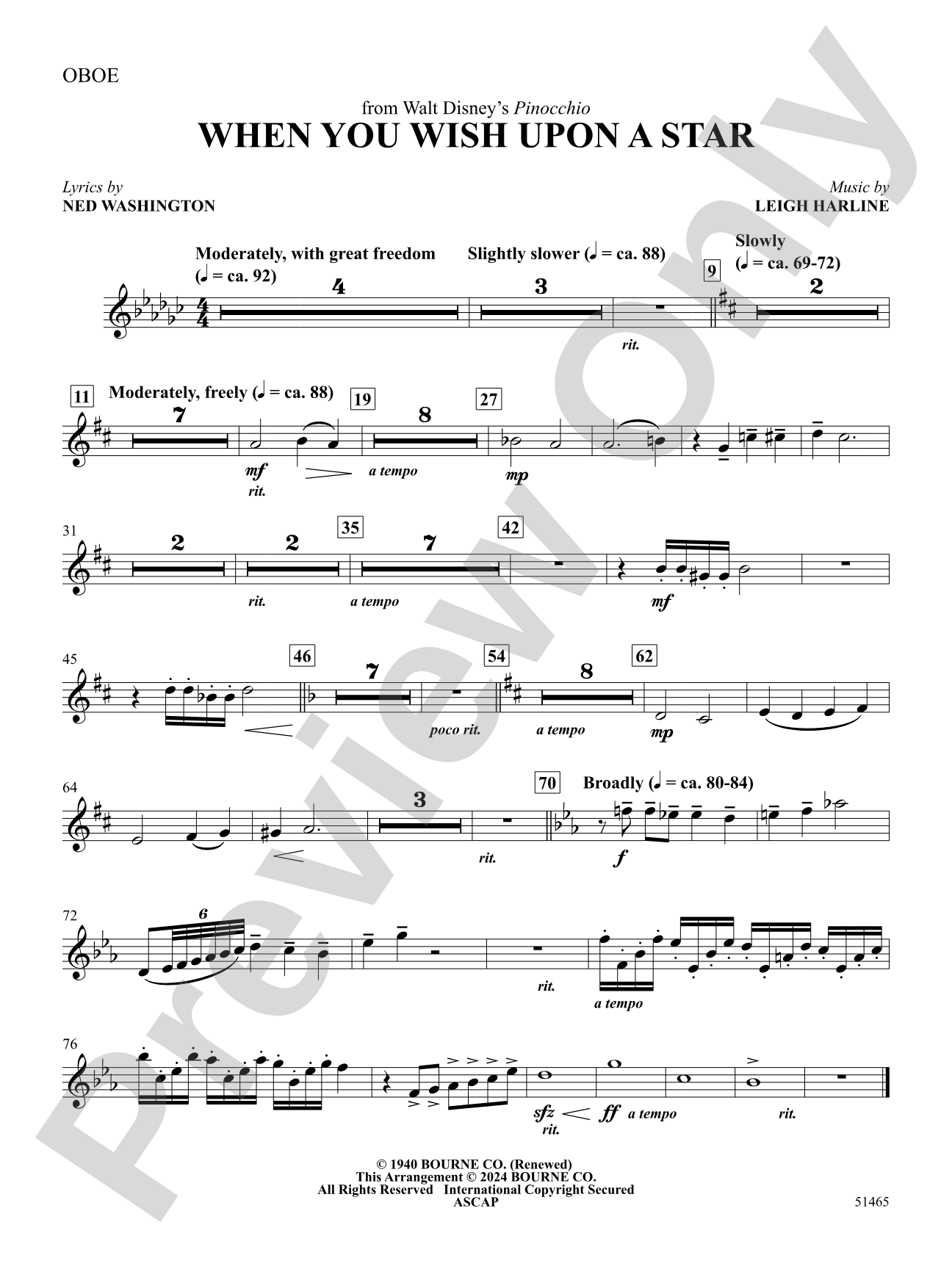 When You Wish Upon a Star: Oboe
