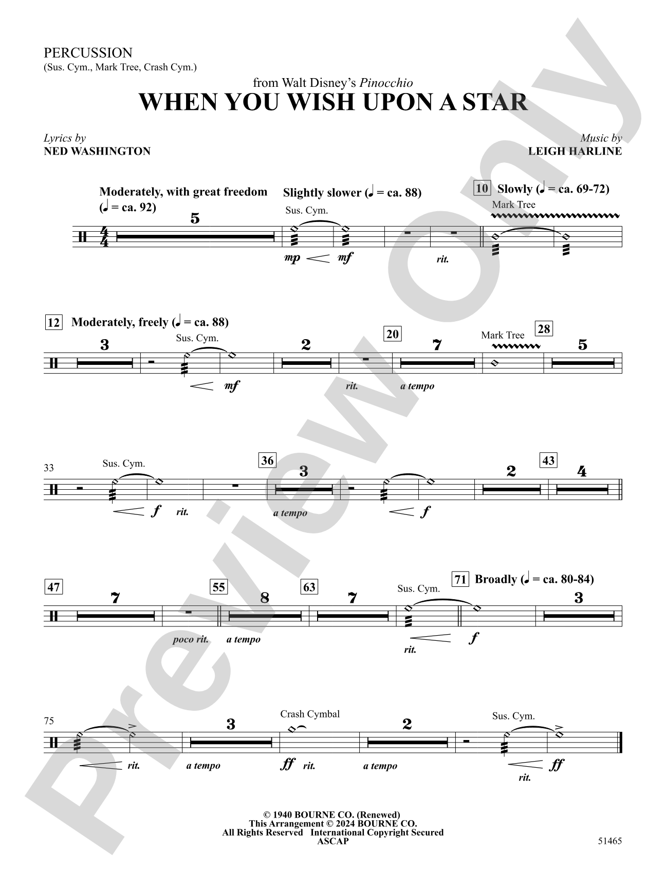 When You Wish Upon a Star: 1st Percussion