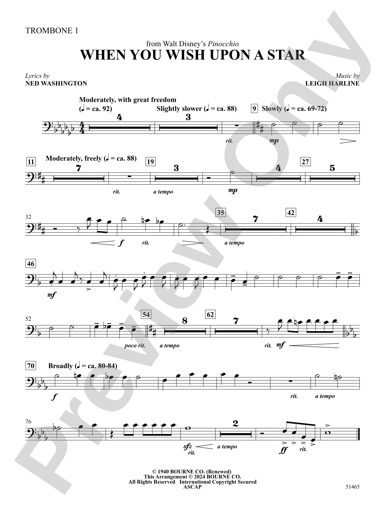 When You Wish Upon a Star: 1st Trombone