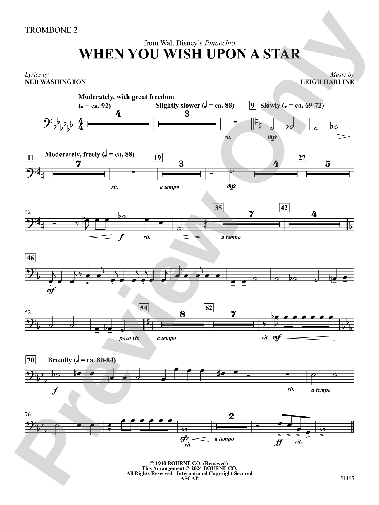 When You Wish Upon a Star: 2nd Trombone