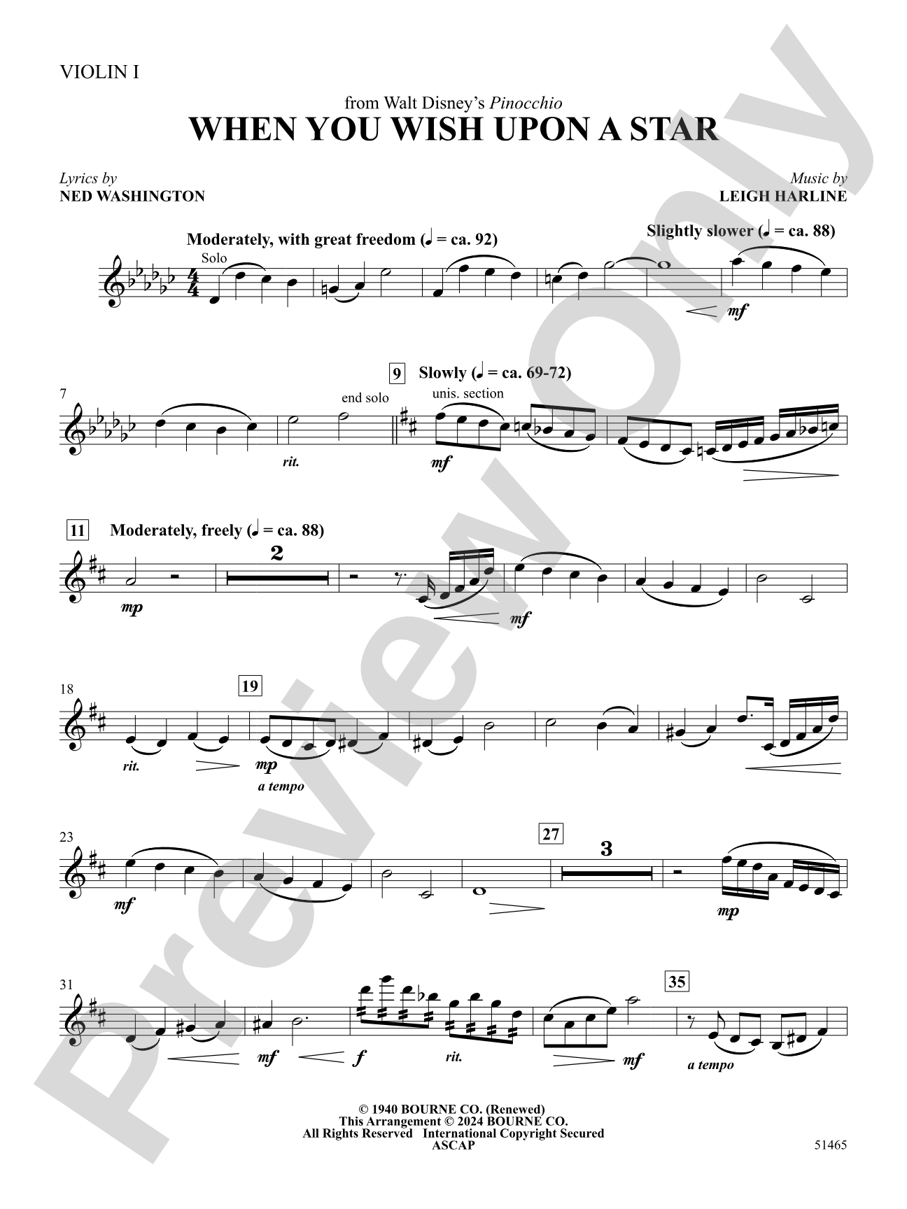 When You Wish Upon a Star: 1st Violin