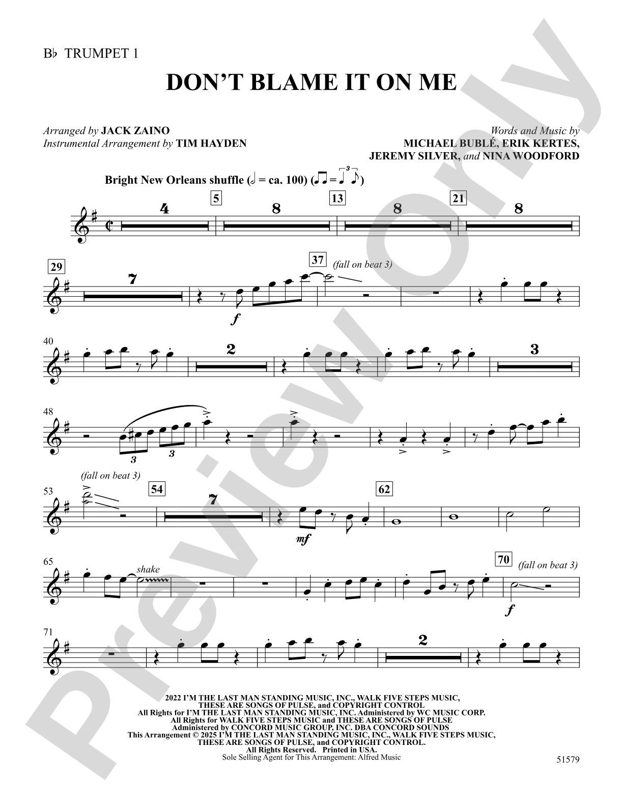 Don't Blame It on Me: 1st B-flat Trumpet