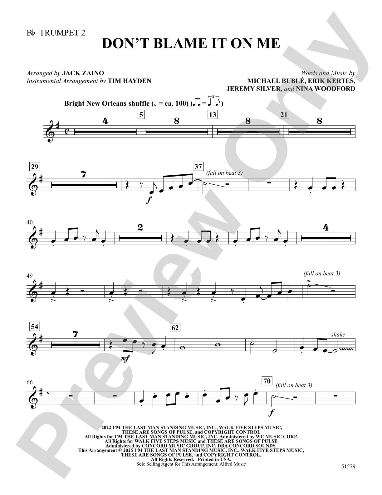 Don't Blame It on Me: 2nd B-flat Trumpet