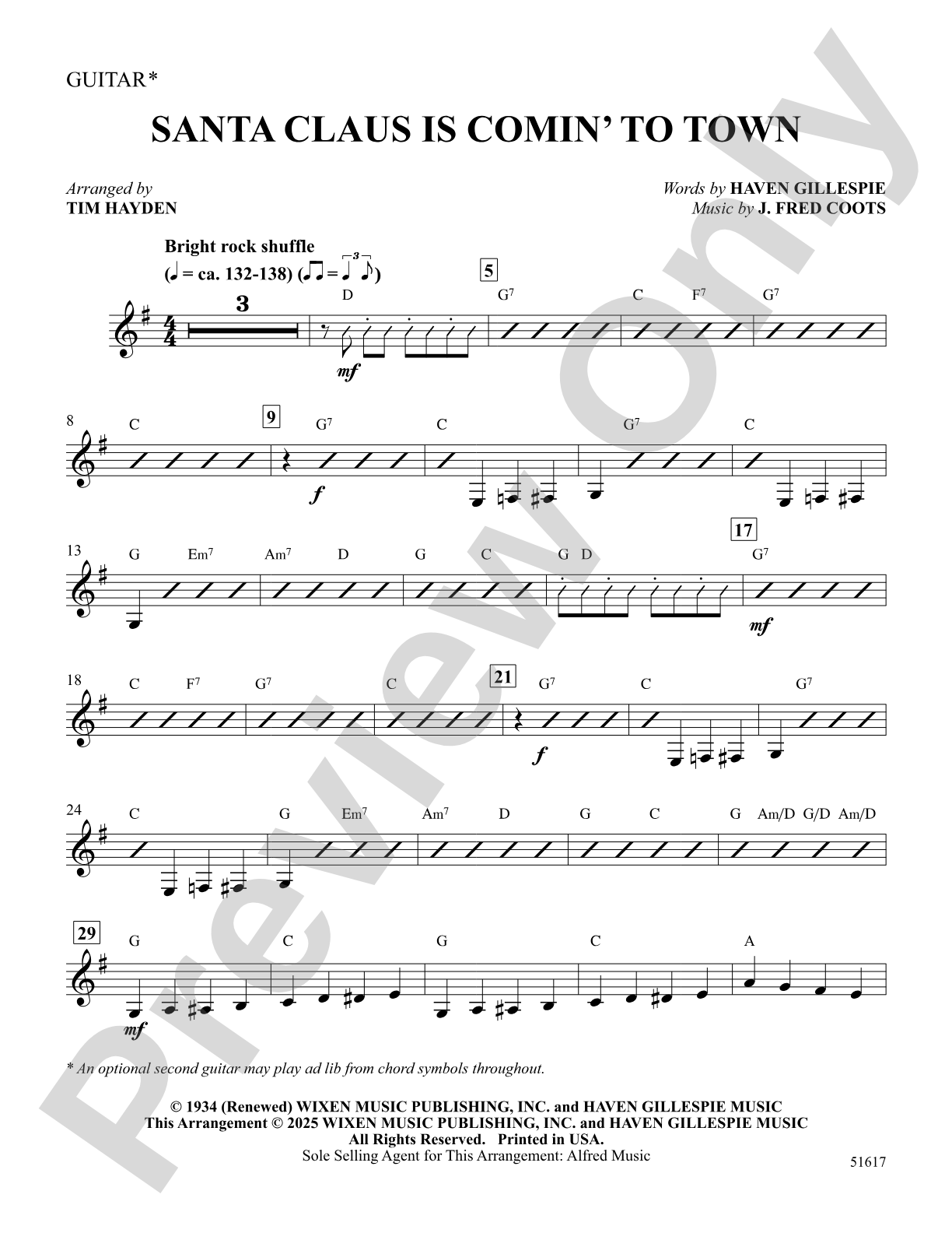 Santa Claus Is Comin' to Town: Guitar