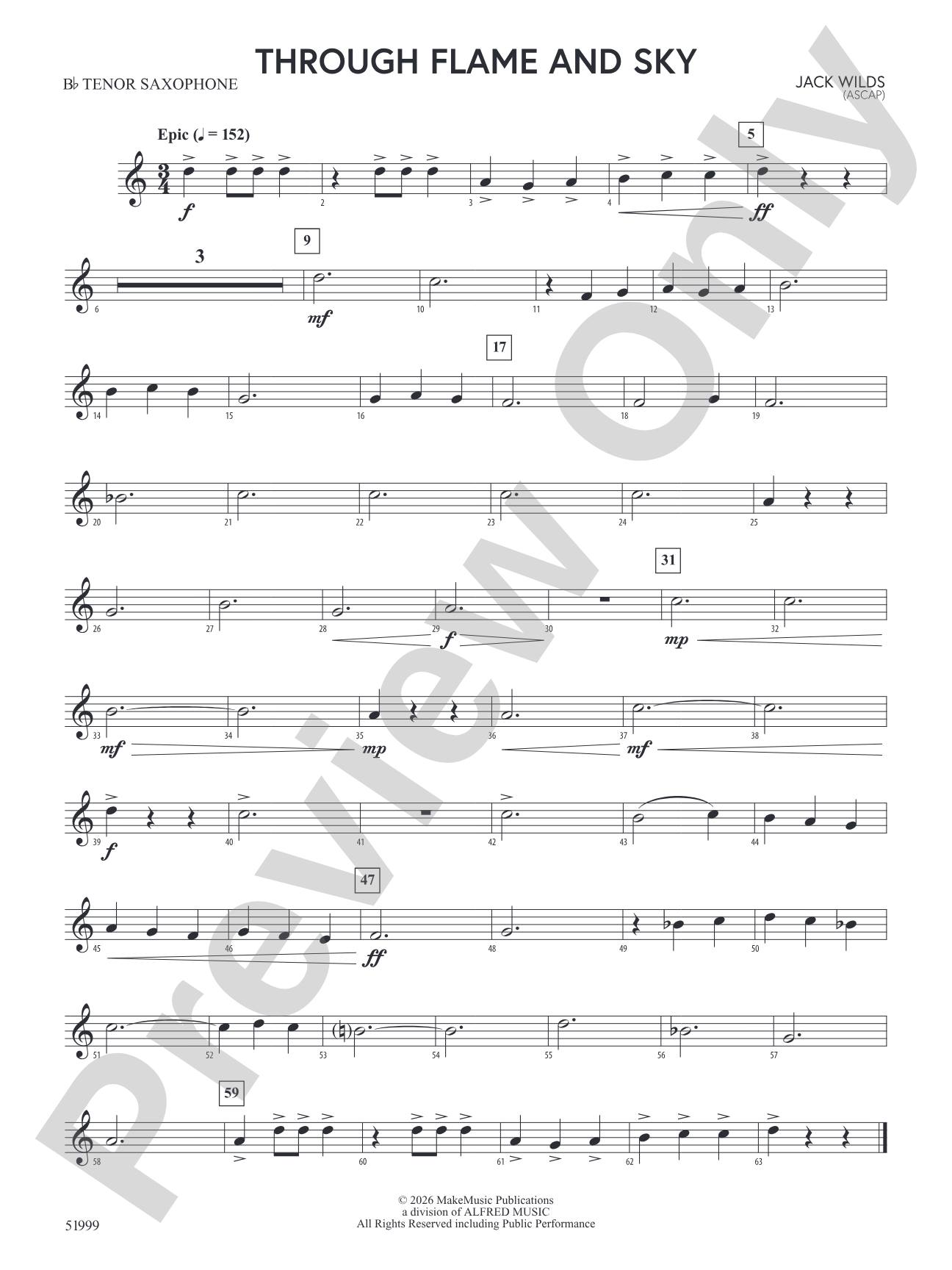 Through Flame and Sky: B-flat Tenor Saxophone