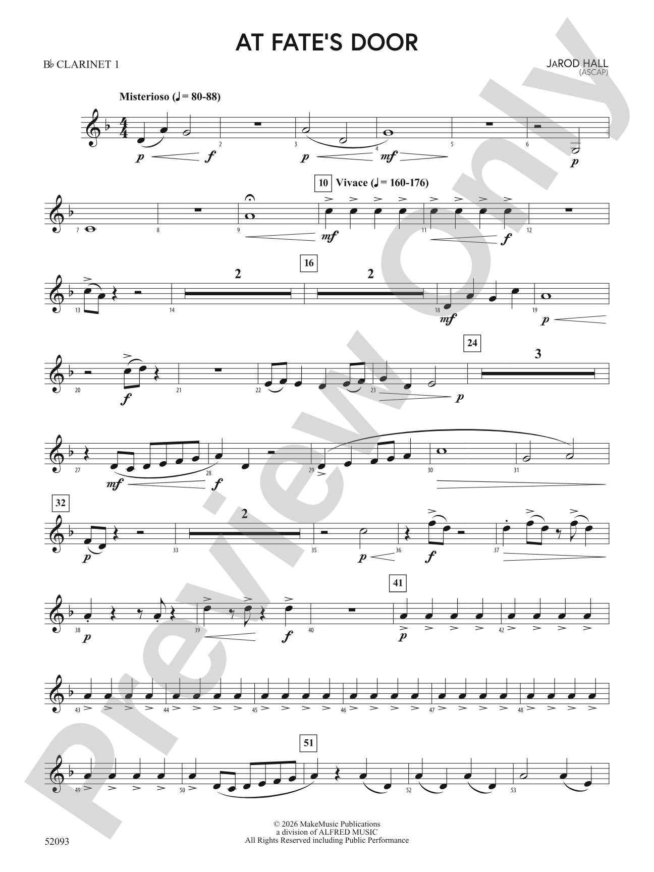 At Fate's Door: 1st B-flat Clarinet