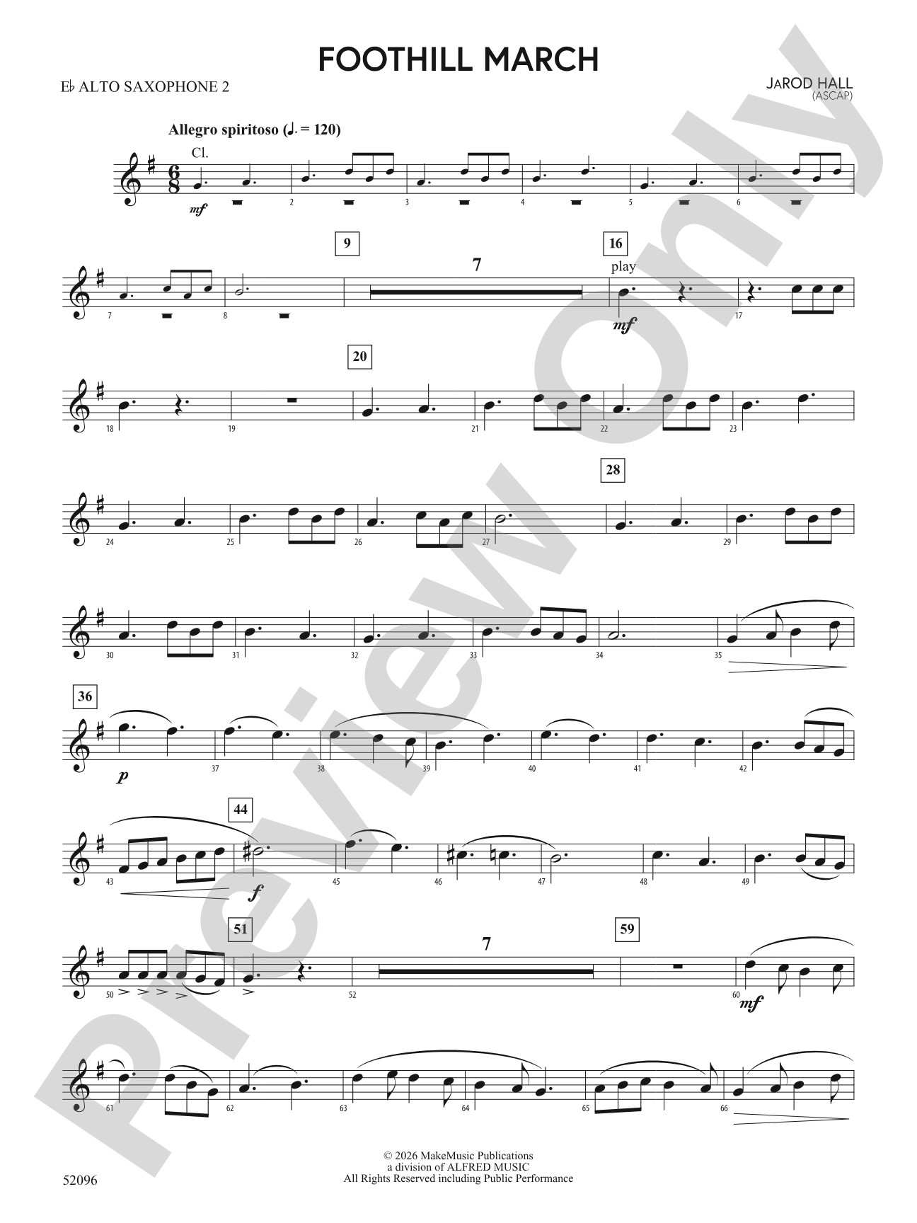 Foothill March: 2nd E-flat Alto Saxophone