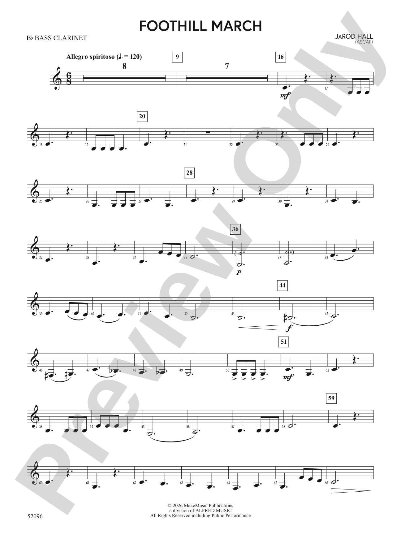 Foothill March: B-flat Bass Clarinet
