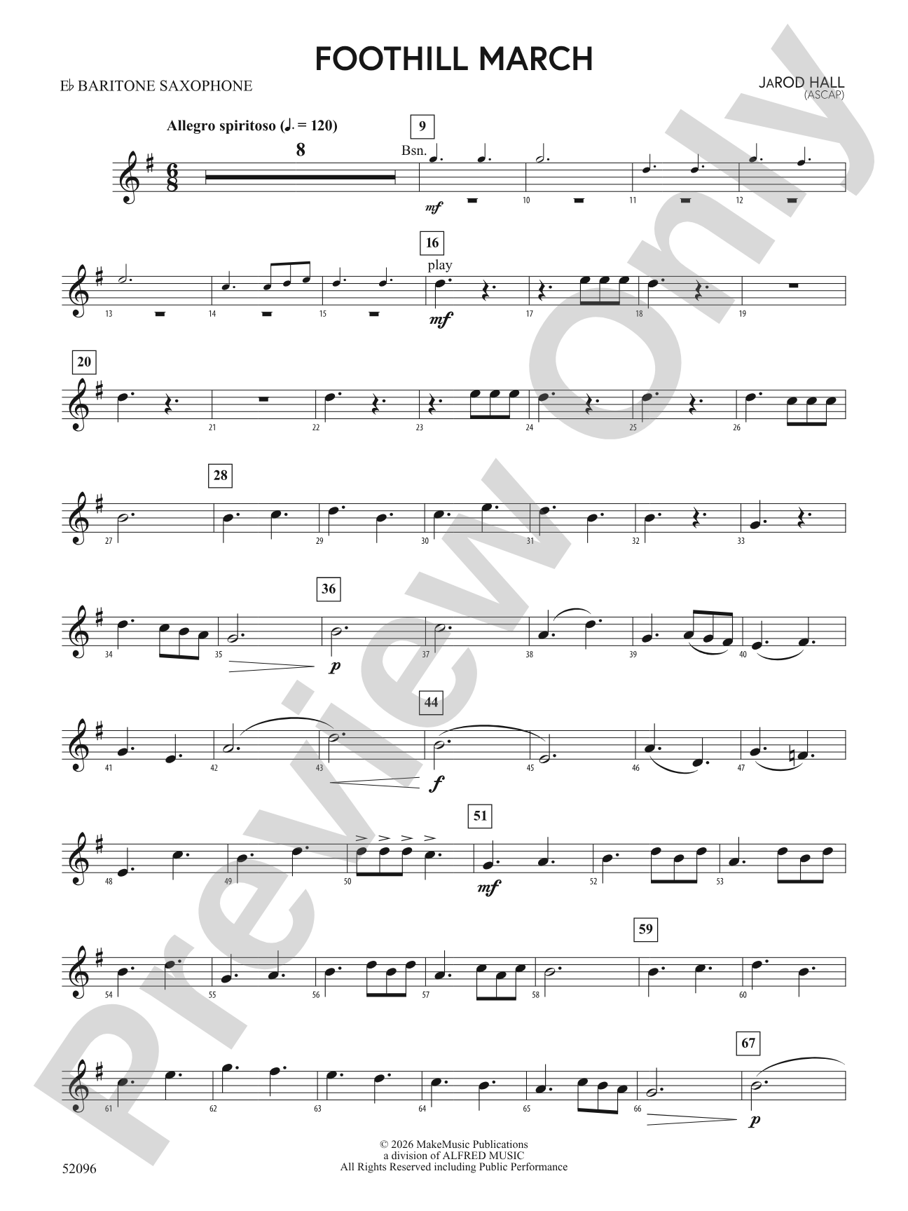Foothill March: E-flat Baritone Saxophone