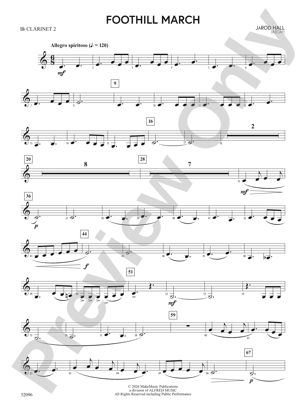 Foothill March: 2nd B-flat Clarinet