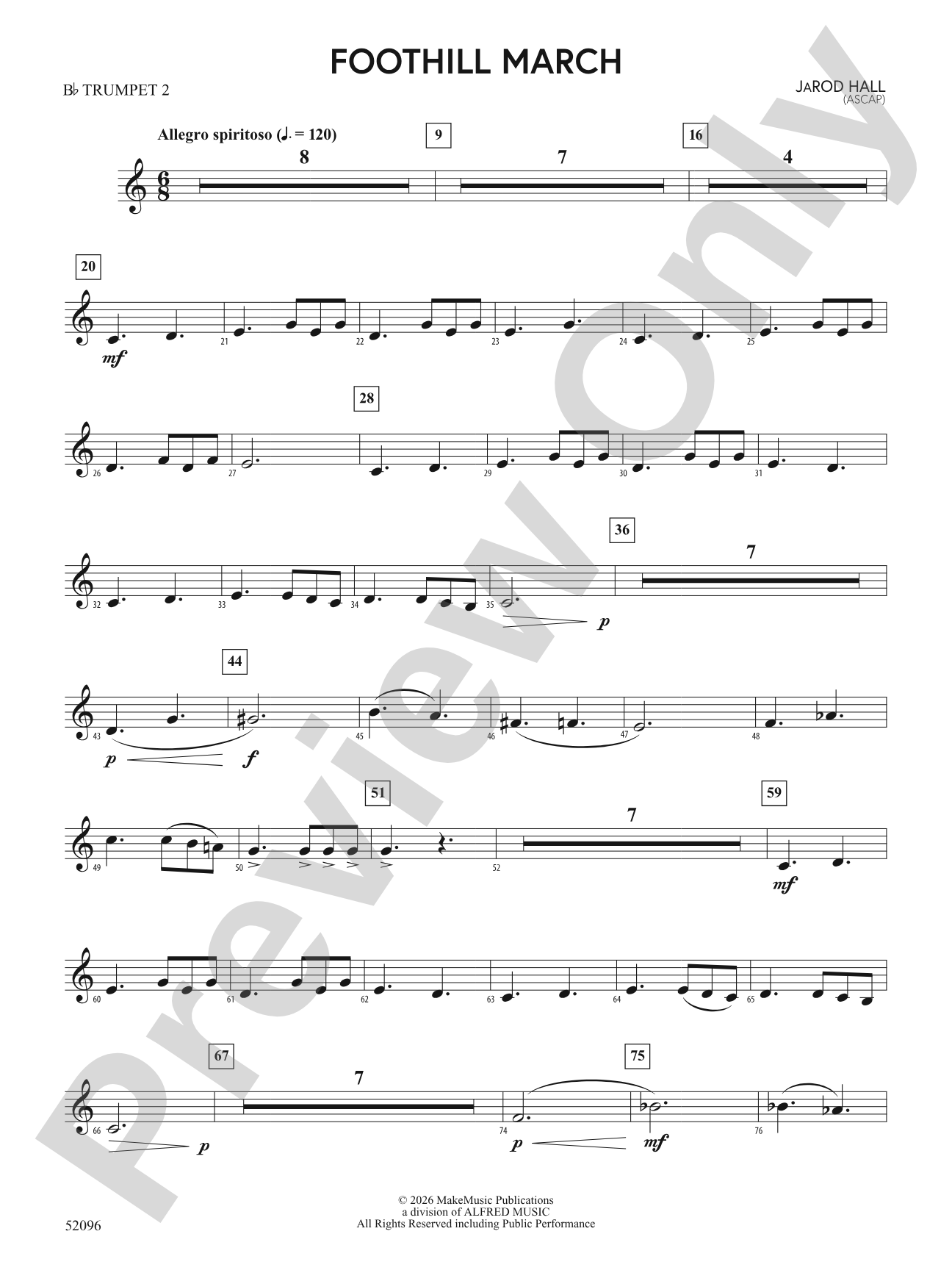 Foothill March: 2nd B-flat Trumpet