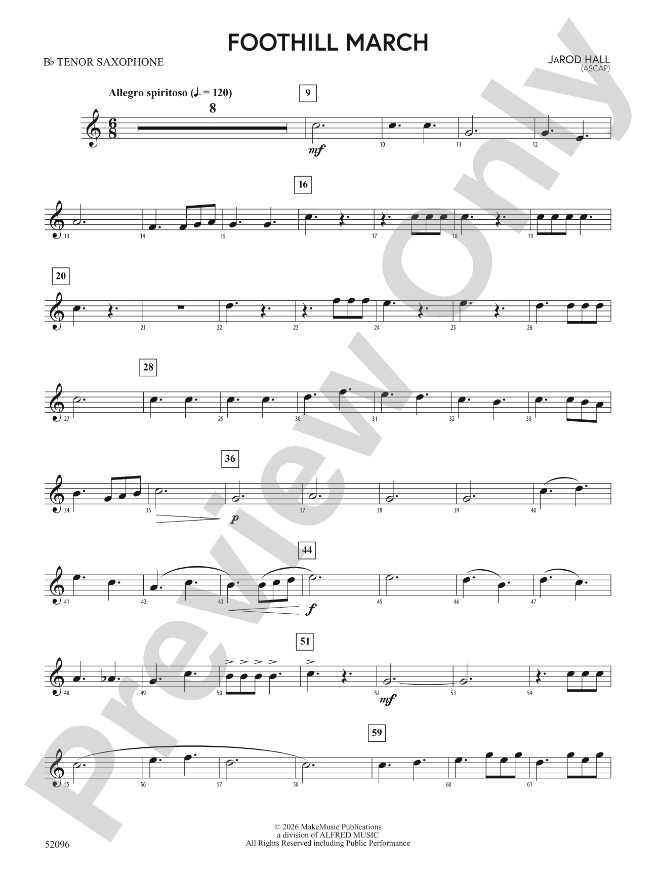 Foothill March: B-flat Tenor Saxophone