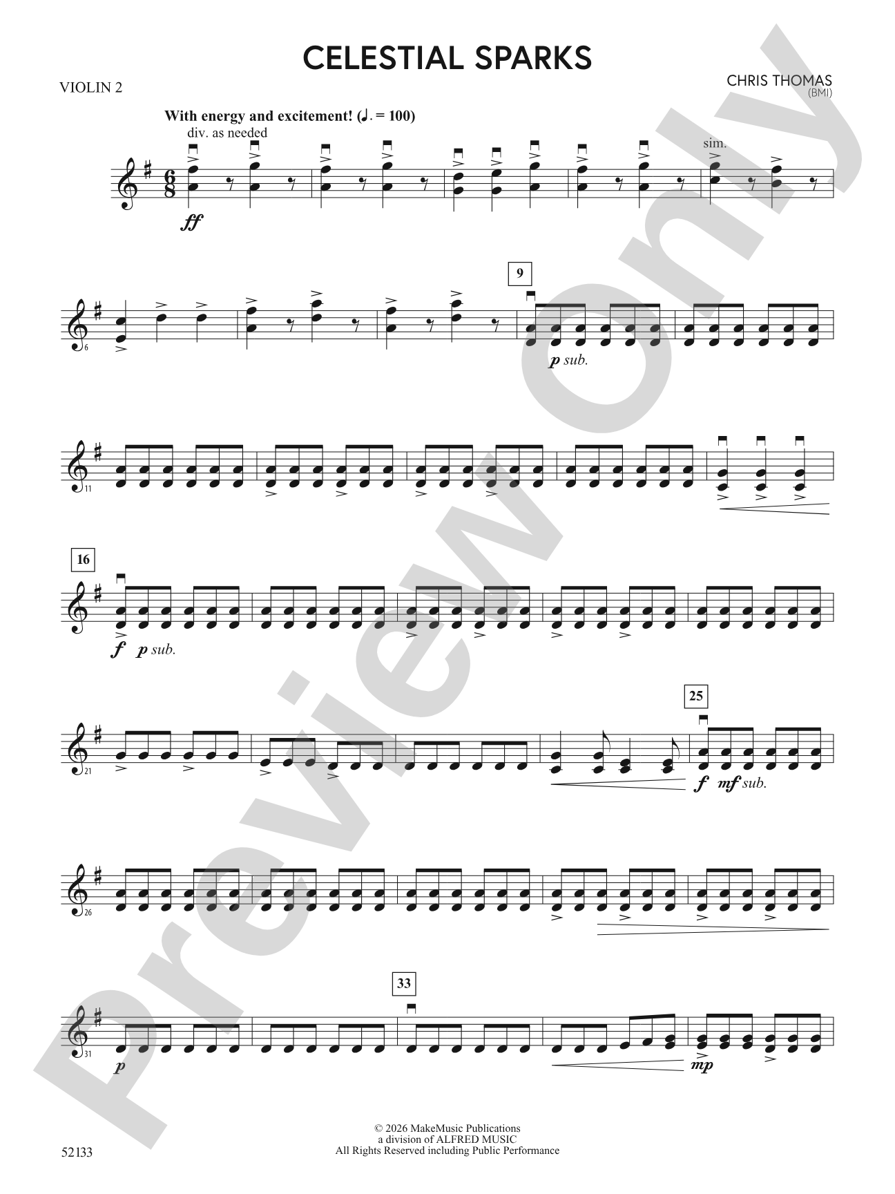 Celestial Sparks: 2nd Violin