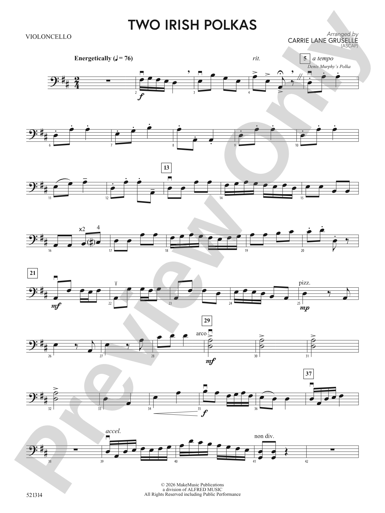 Two Irish Polkas: Cello