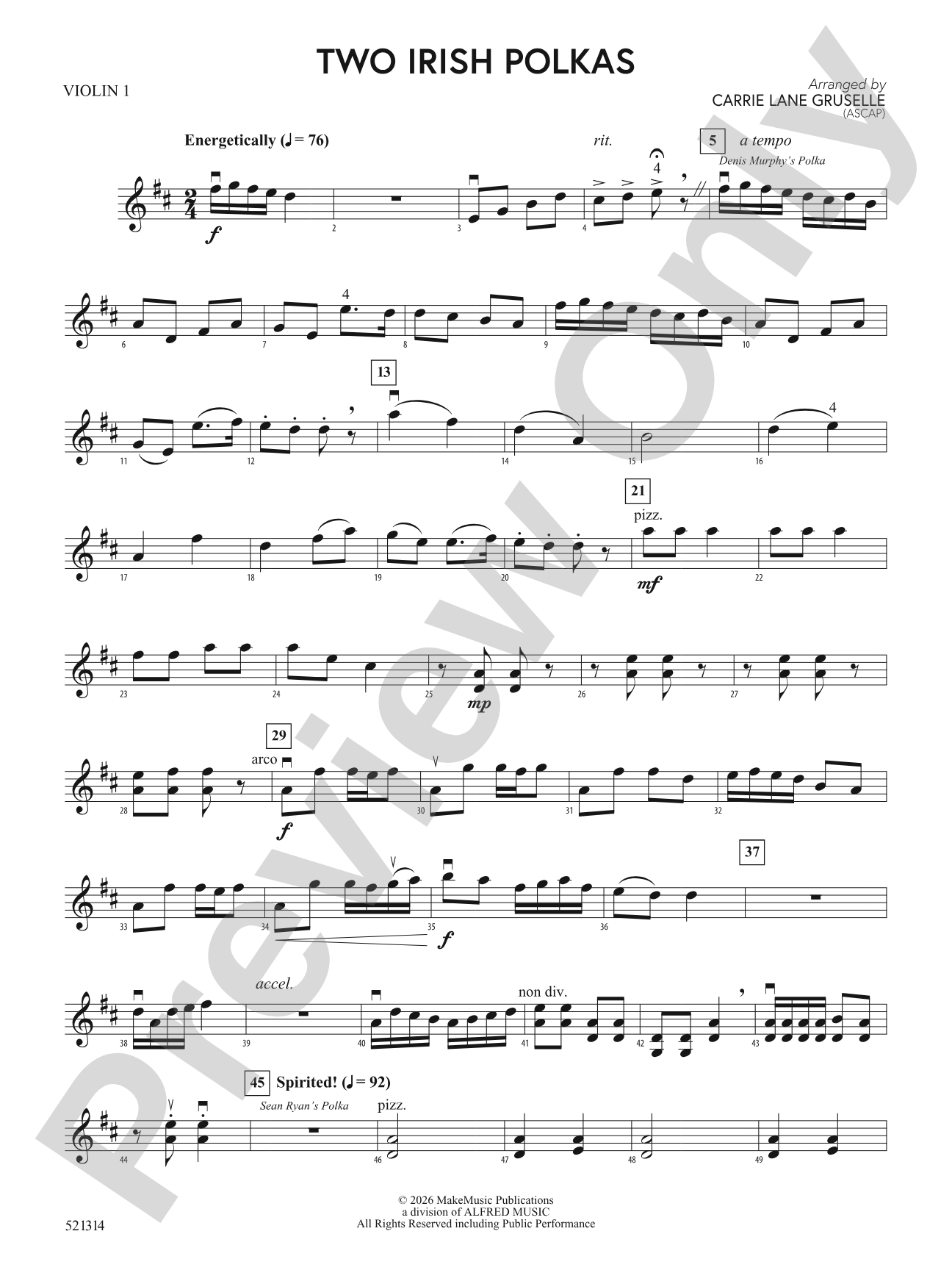 Two Irish Polkas: 1st Violin
