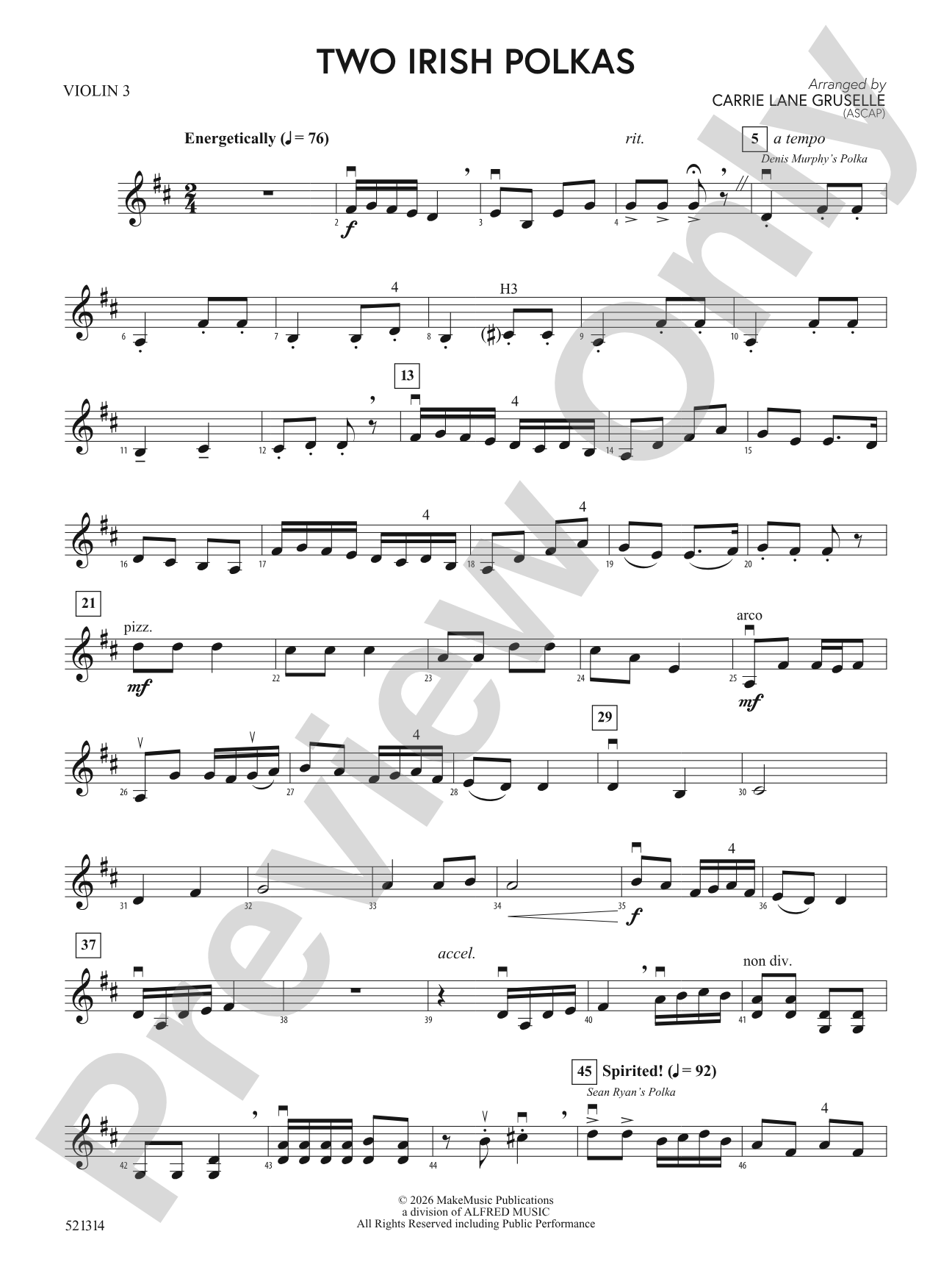 Two Irish Polkas: 3rd Violin (Viola [TC])
